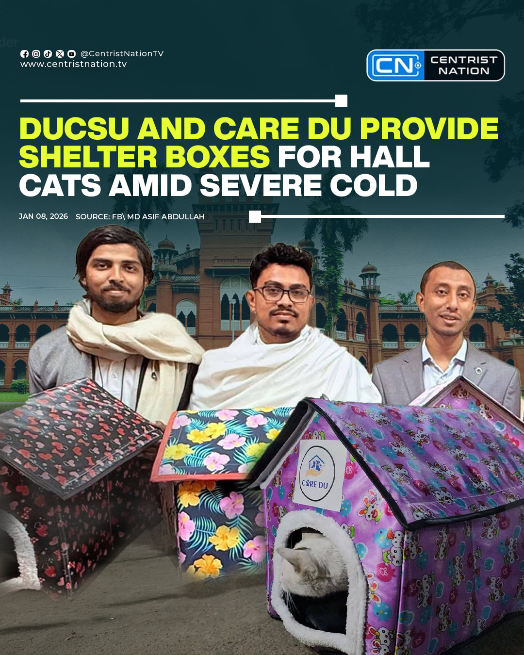 Centrist - DUCSU and Care DU Provide Shelter Boxes for Hall Cats Amid ...