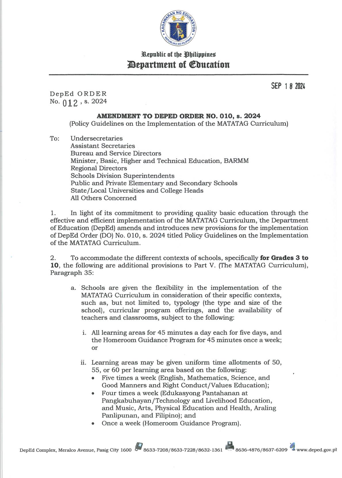 Amendment to DepED Order... - Taga DepEd Ako Science Grade 6 | Facebook