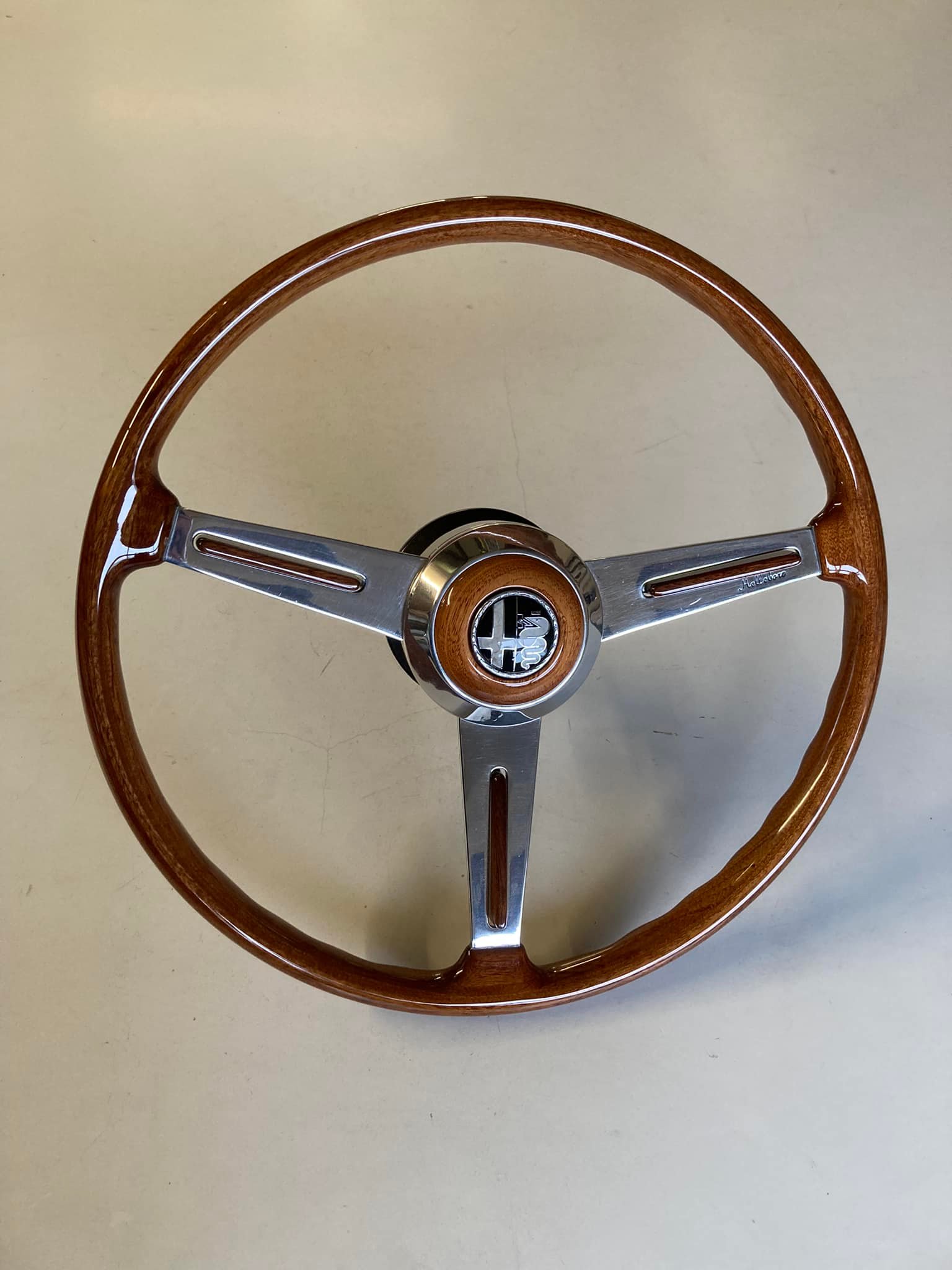 Original ALFA ROMEO hellebore steering wheel. Engraved 11-6 this