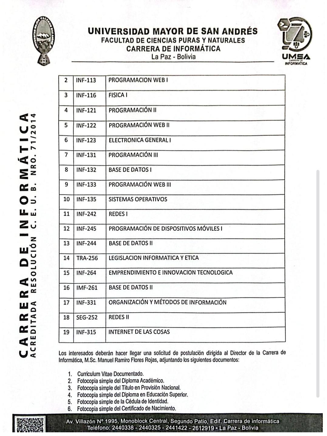 Carrera De Informatica UMSA... - Carrera De Informatica UMSA