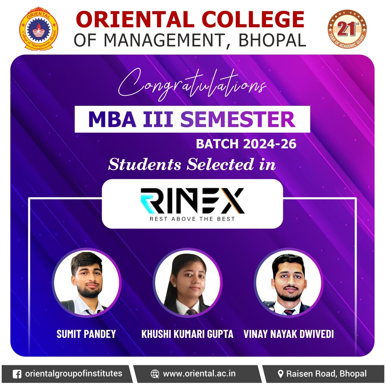 Congratulations to MBA III... - Oriental Group of Institutes | Facebook