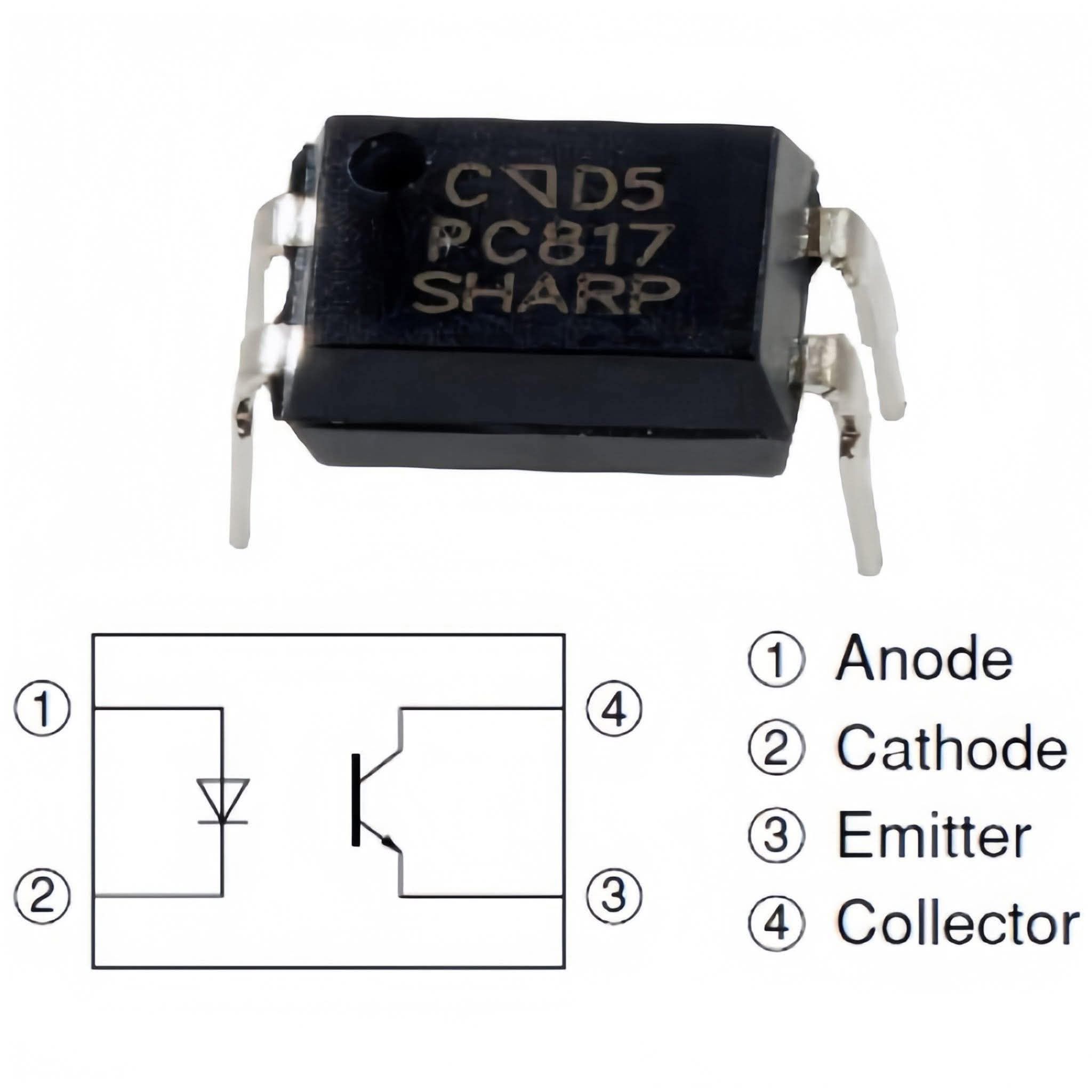 “PC817 Optocoupler (Sharp) – Pin Configuration and Internal Circuit ...