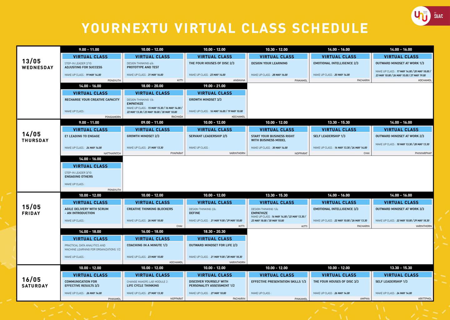 Yournextu - มาแล้วจ้า! ตาราง Virtual Classroom...