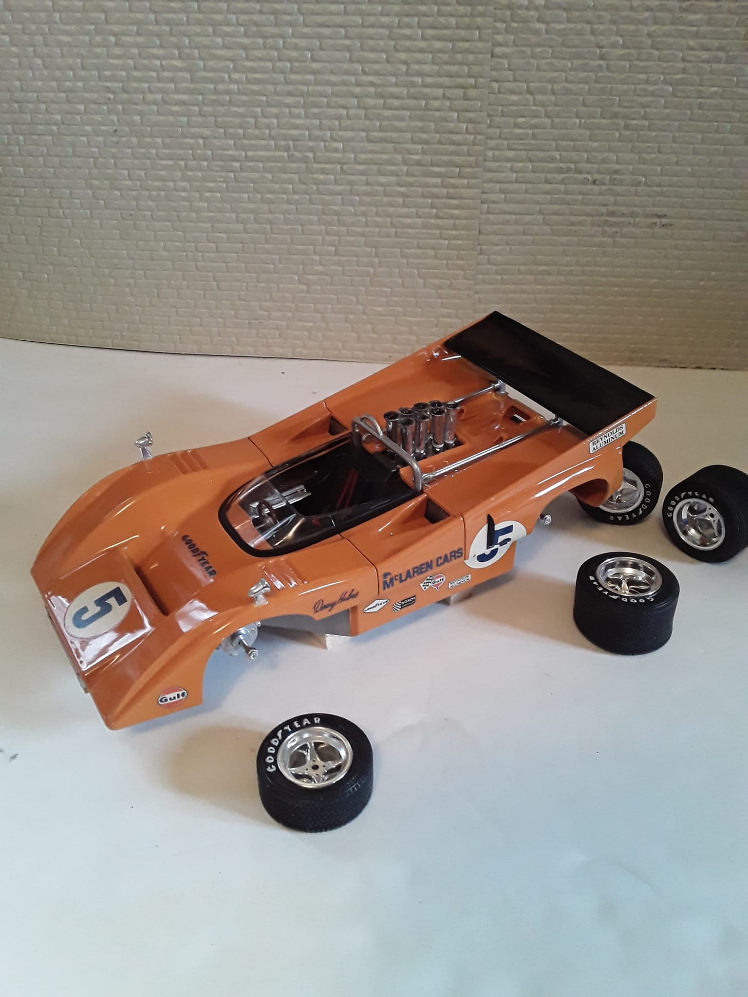 1/20 scale McLaren MK8D model car with customizations