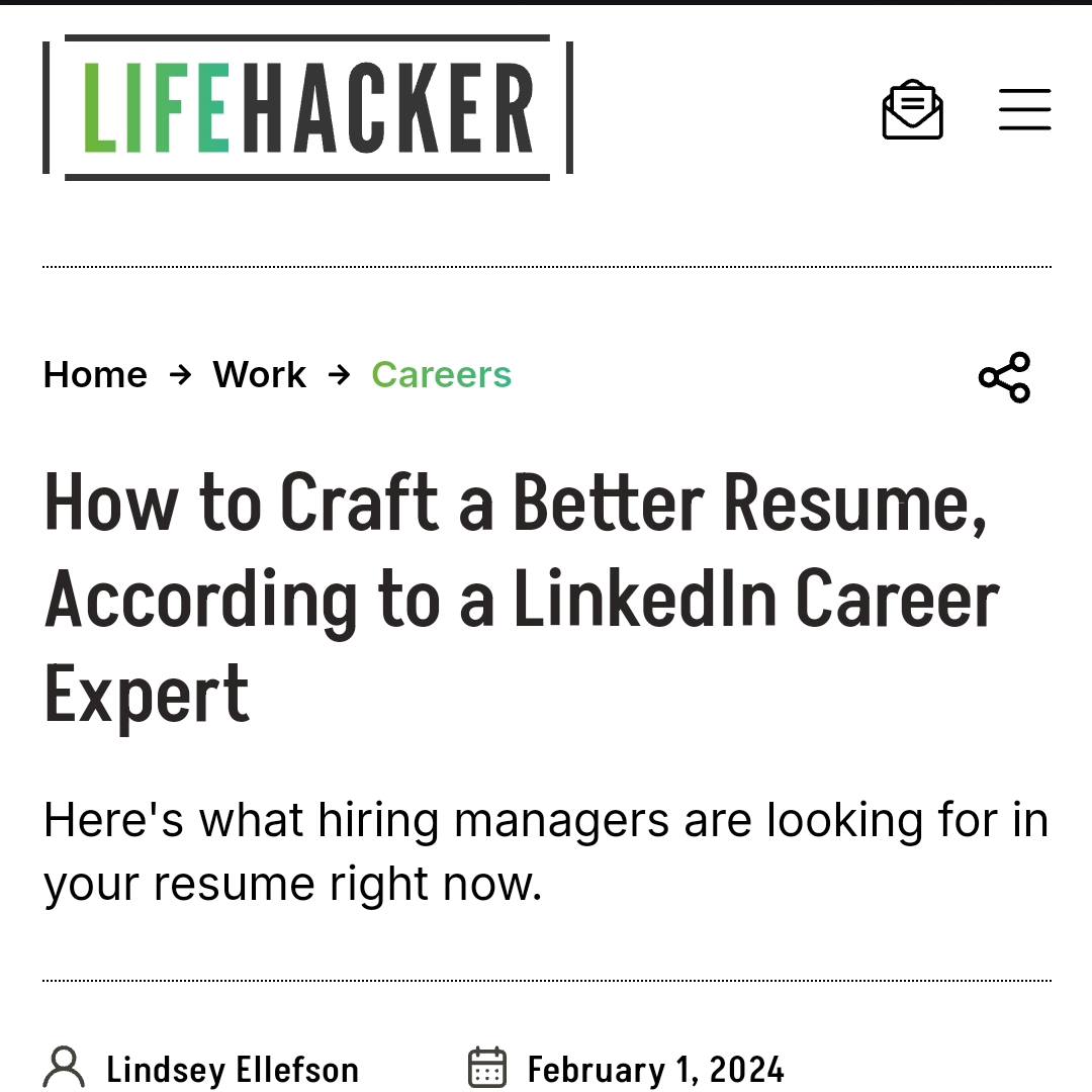 Get - Check out this article on Lifehacker for great resume tips! ️ ...