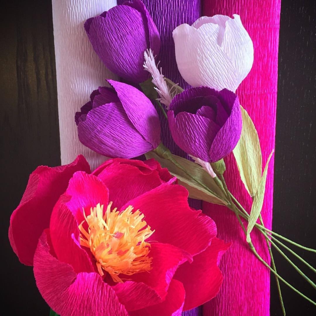 Cumpleaños Personalizados - Flores de papel con papel crepe. Son tan ...