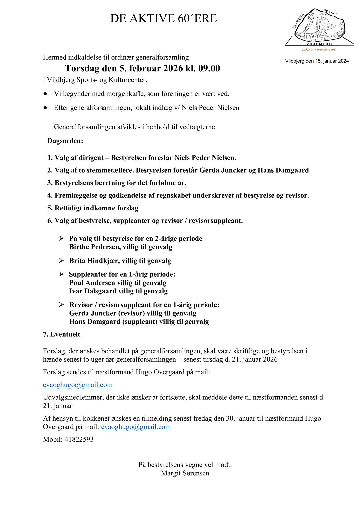 Opslag - generalforsamling.... - De Aktive 60ére, Vildbjerg | Facebook