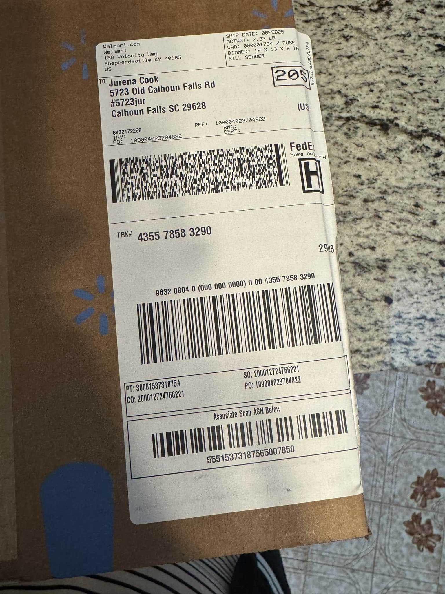 りー様　ご注文ページ　no.156 136 127 129 059 126 Lost Amazon package delivered in Abbeville, SC on 9/19/26