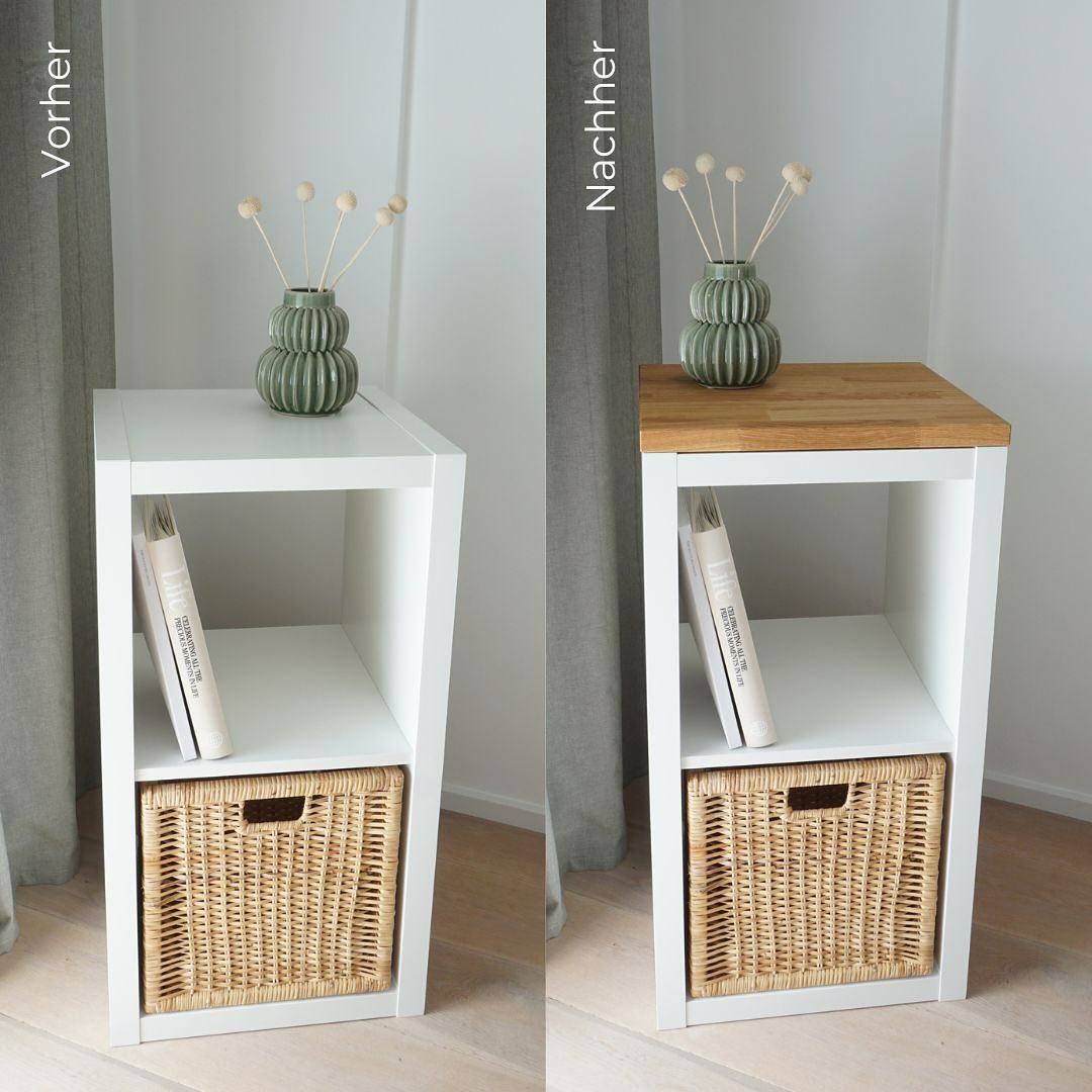 Wie gefällt euch das Kallax Regal im Vorher ➡️ Nachher Vergleich? 🤩 Seit Kurzem findet ihr in unserem Shop Deckplatten für einen einzelnen Kallax Würfel. Dieser eignet sich beispielsweise super als N