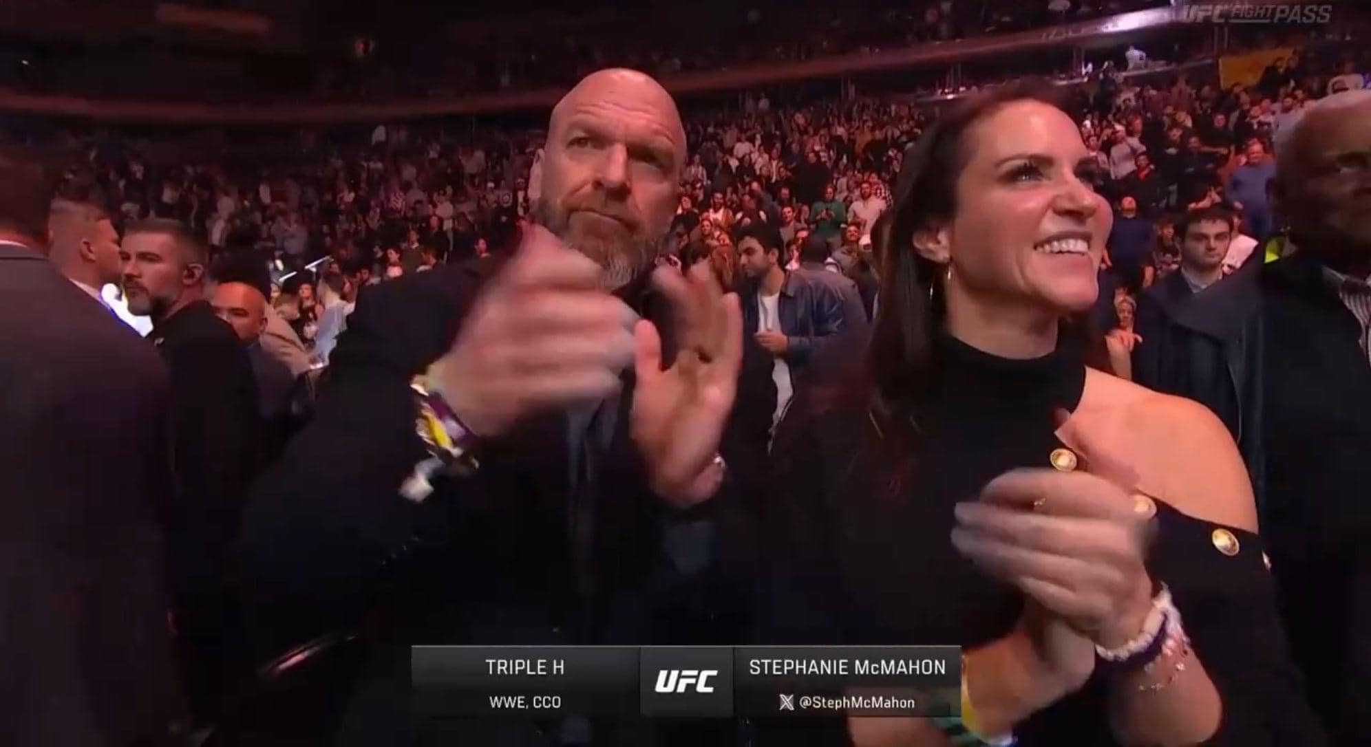 Triple h Stephanie and Vince McMahon at #UFC276 last night