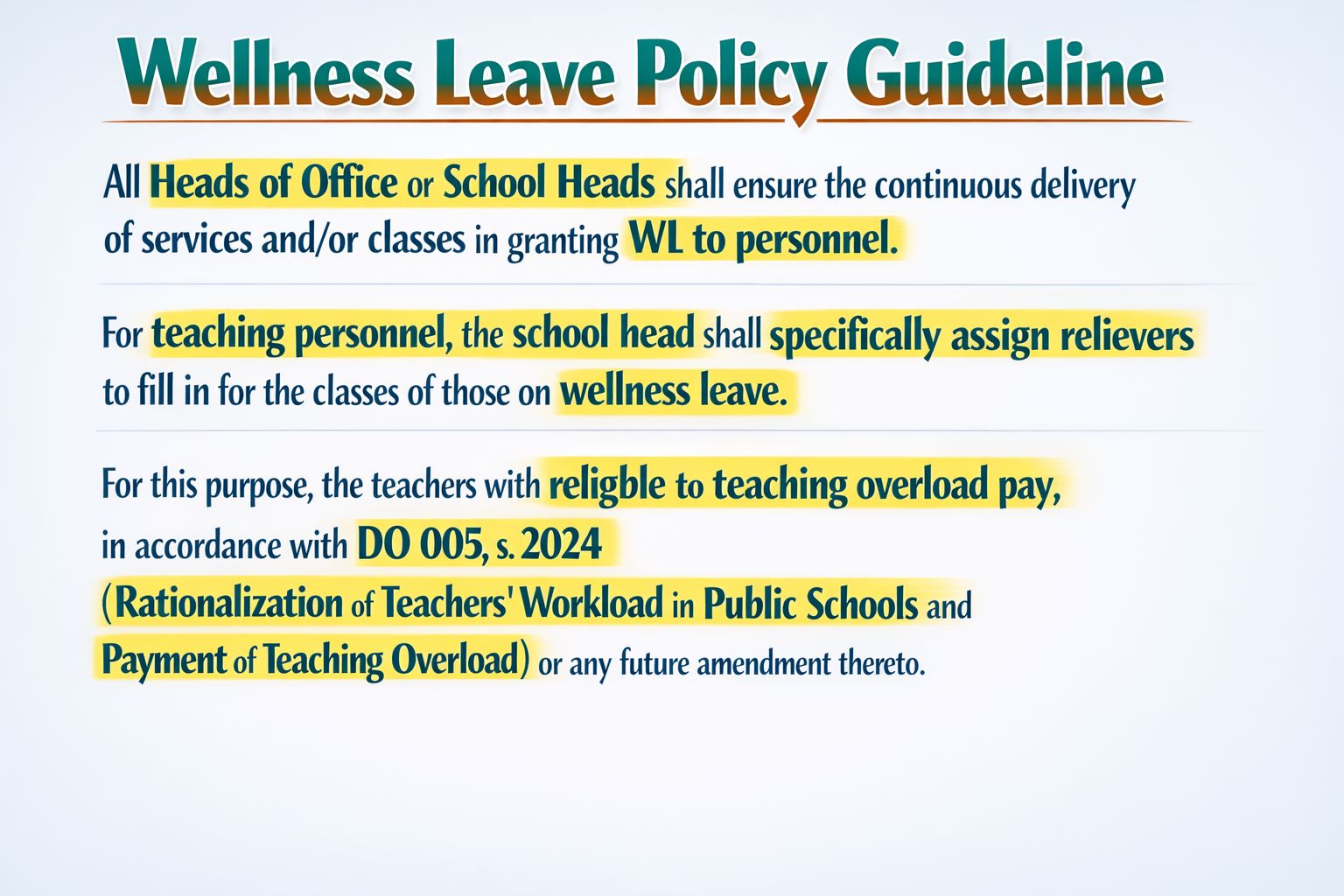Nyl - Wellness Leave Policy Guideline All Heads of Office or School ...