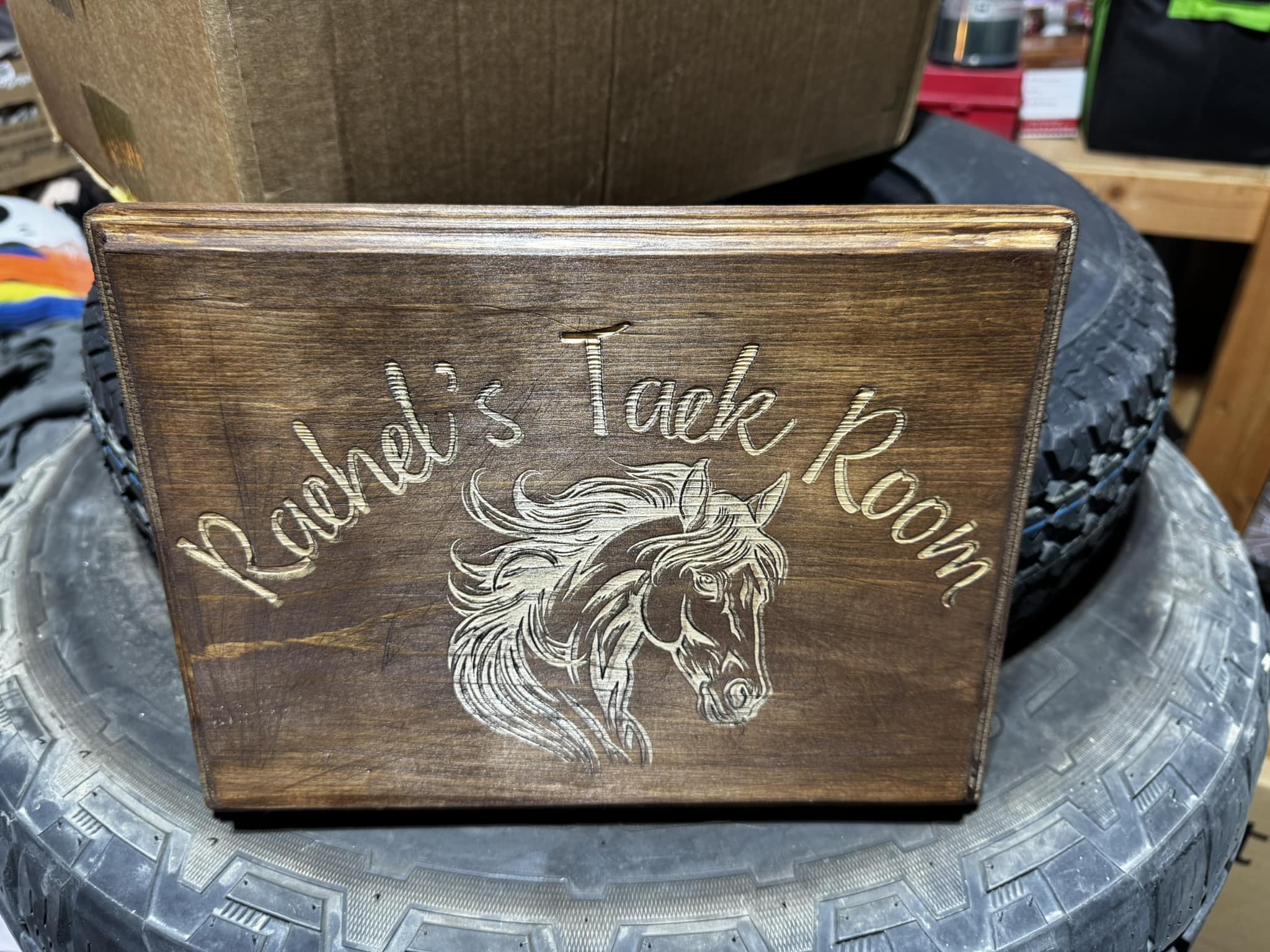 How to make laser engraved images stand out on stained wood with