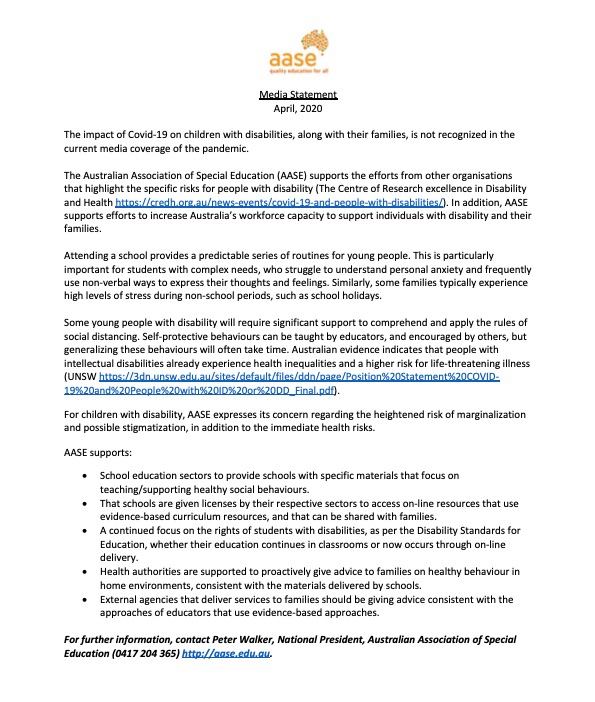 Statem... - AASE - Australian Association of Special Education