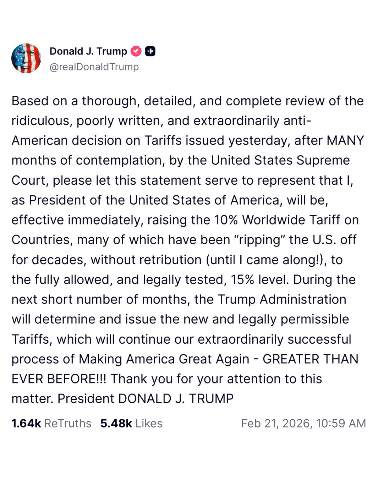 President Donald Trump: 