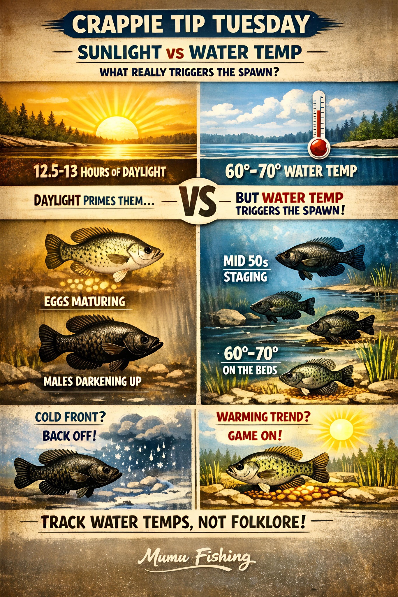 Mumu Kitchen - 🐟 CRAPPIE TIP TUESDAY Sunlight vs. Water... | Facebook
