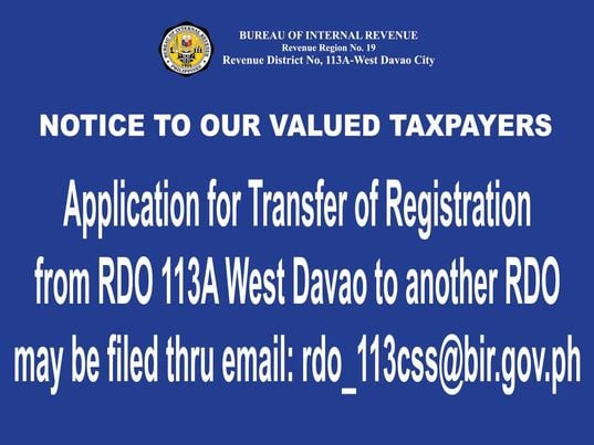 BIR RDO 113A-West Davao City - NOTICE TO OUR VALUED TAXPAYERS ...