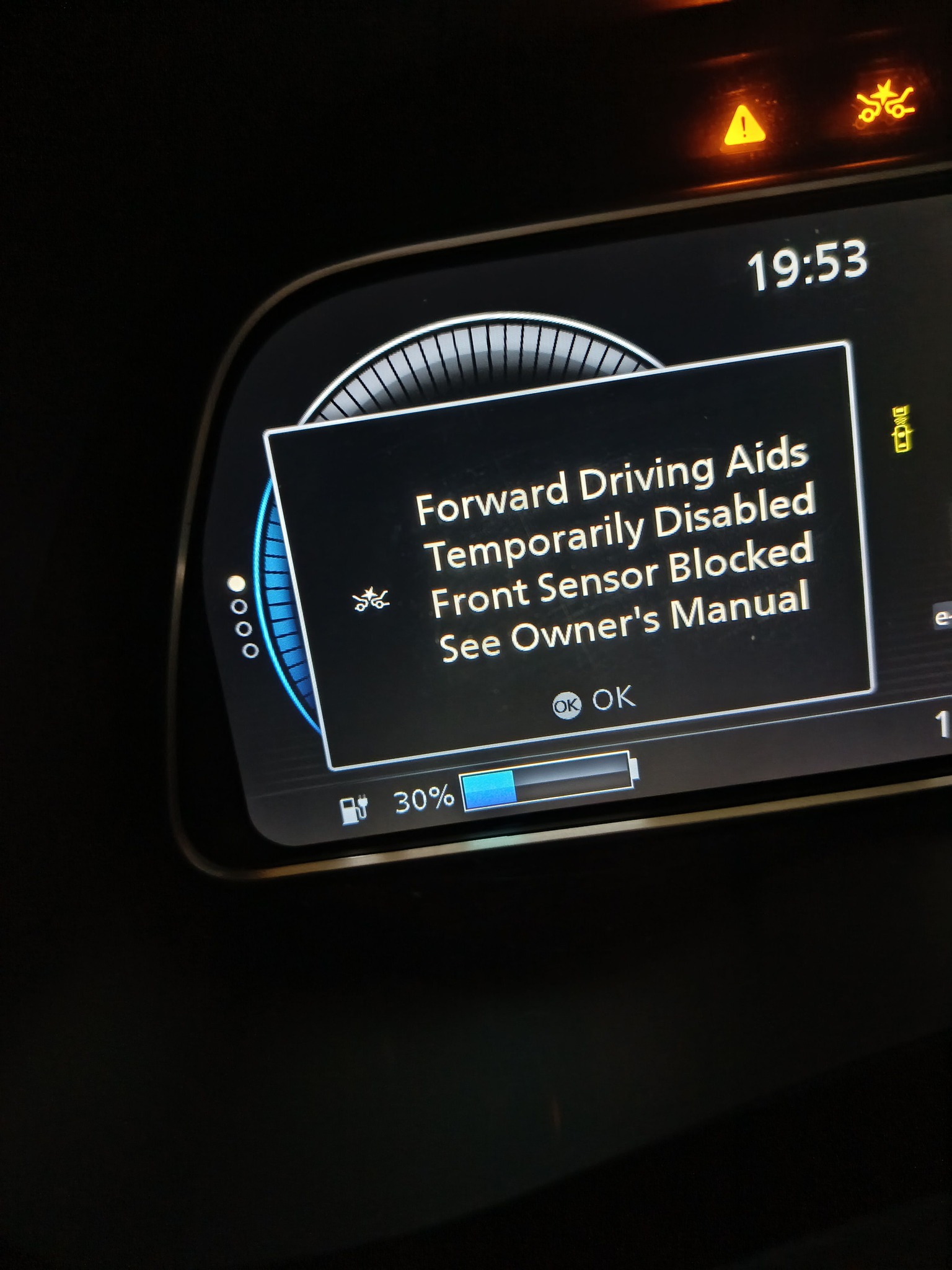 Forward Driving Aids Temporarily Disabled Front Sensor Blocked