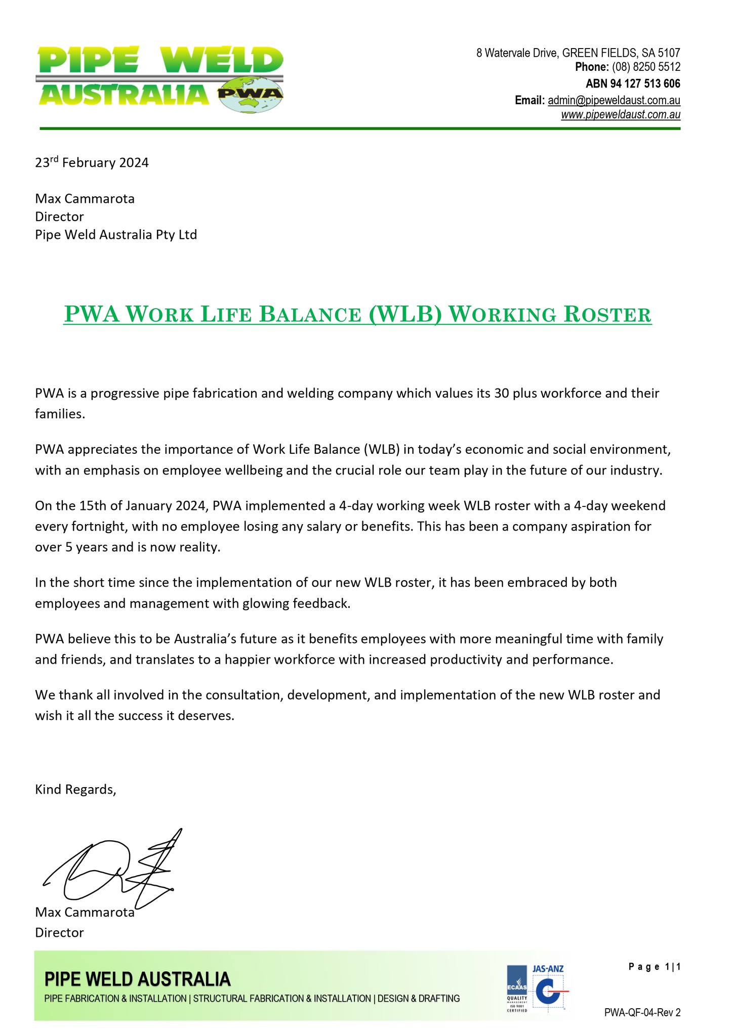 Introducing PWA's new Work Life... - Pipe Weld Australia | Facebook