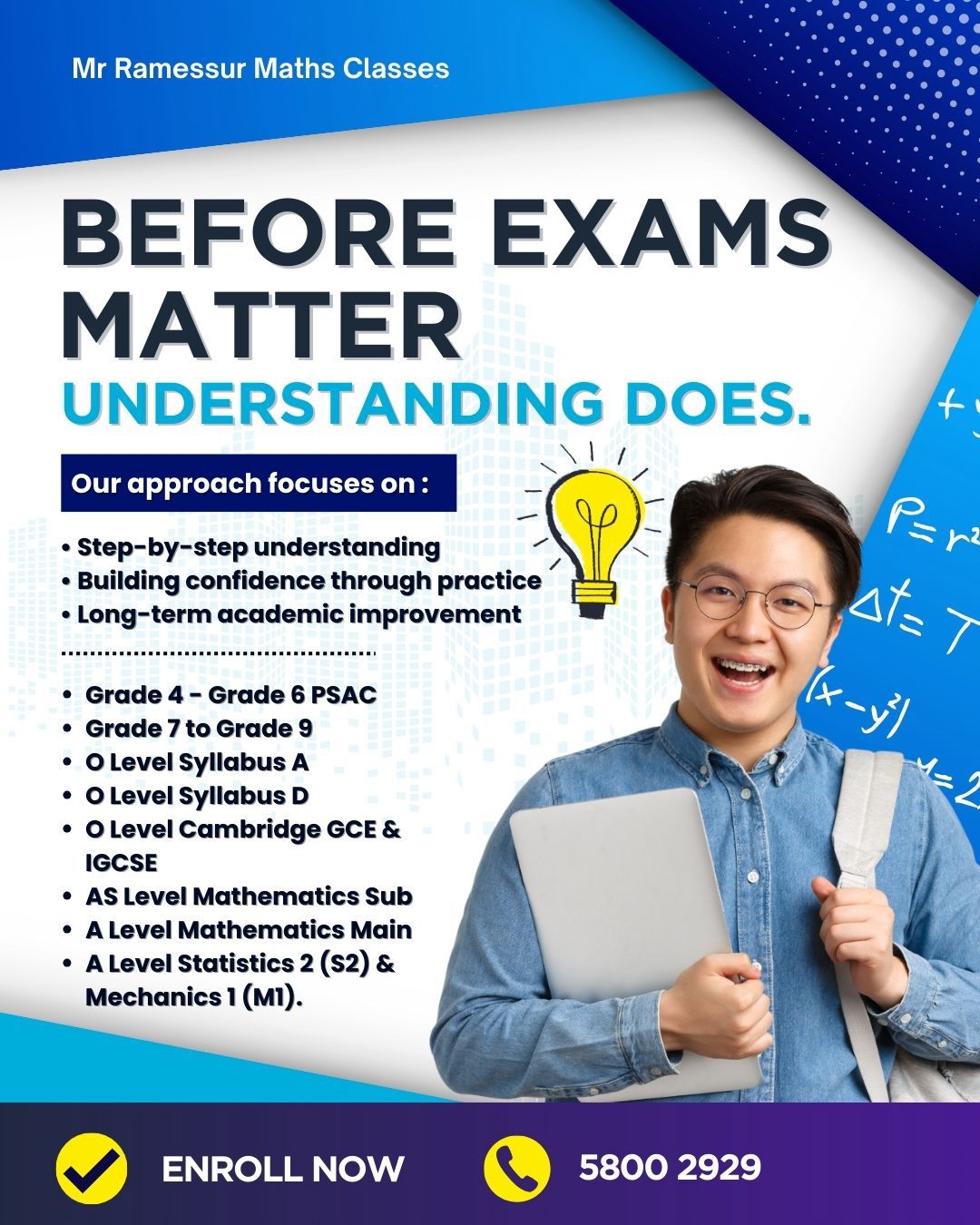 Mr. Ramessur Mathematics Classes - 5 800 29 29