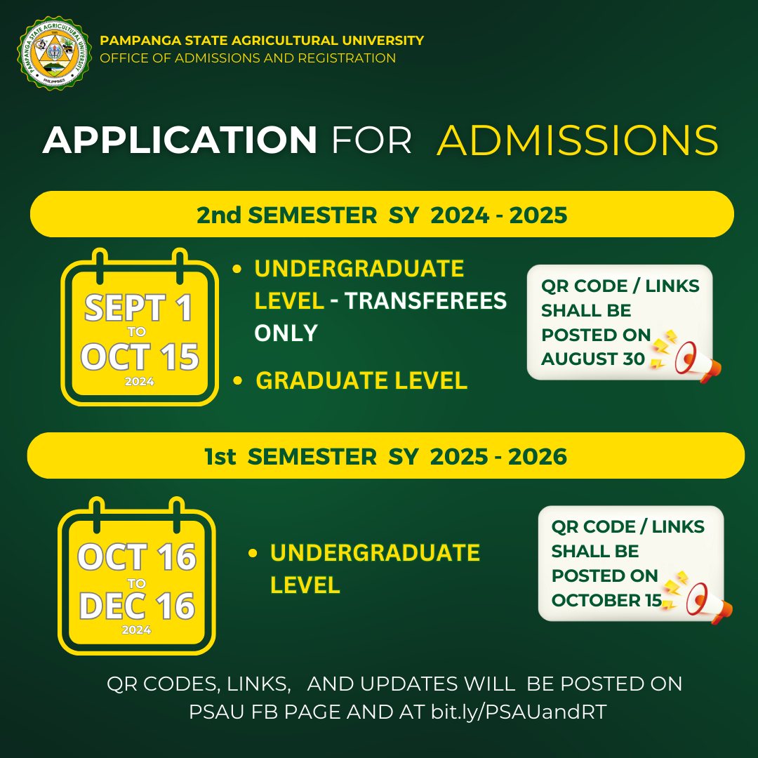 📢 PSAU Admissions... - Pampanga State Agricultural University
