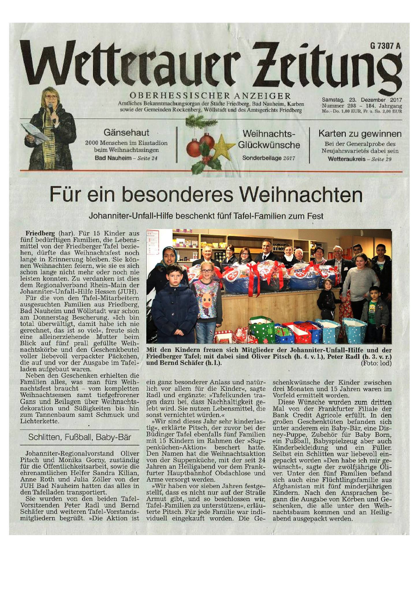 Wetterauer Zeitung Vom 23 Dezember Friedberger Tafel E V