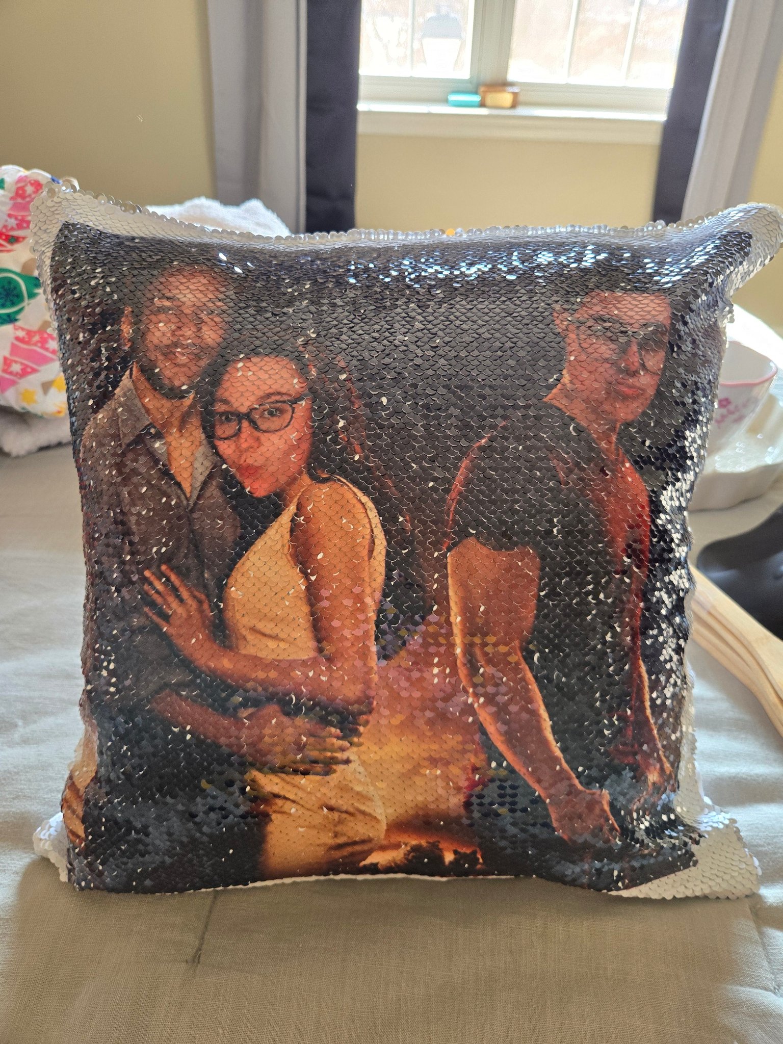 she gets dressed up like a pillow Boppy Total Body Pregnancy Pillow, Gray Wispy Leaves, Body for Prenatal and Postpartum Support, Removable Cover Included : Baby Get her this pillow! Woman In Pyjamas Holds Pillow