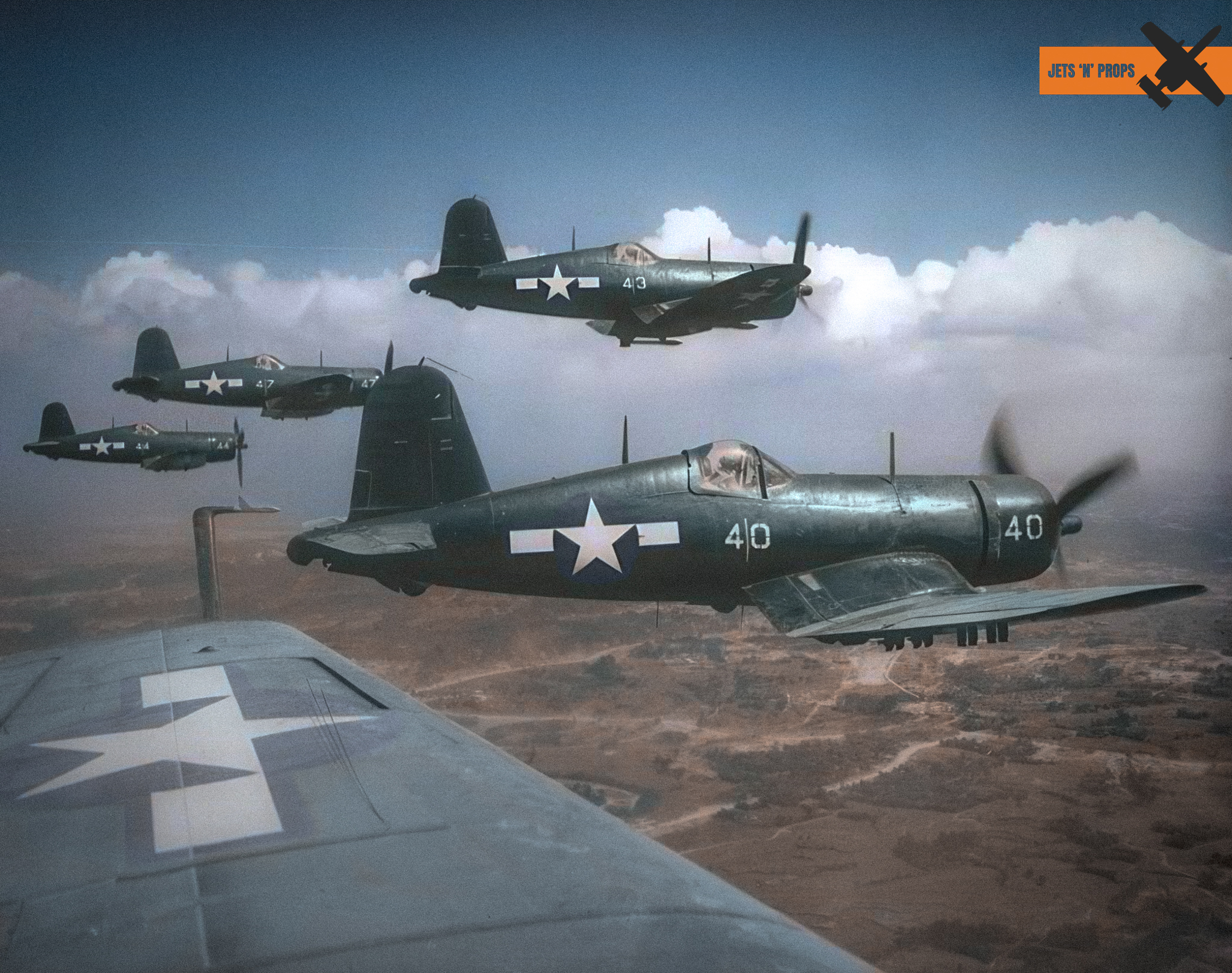 Vought FG-1D Corsairs over Okinawa, Japan in 1945