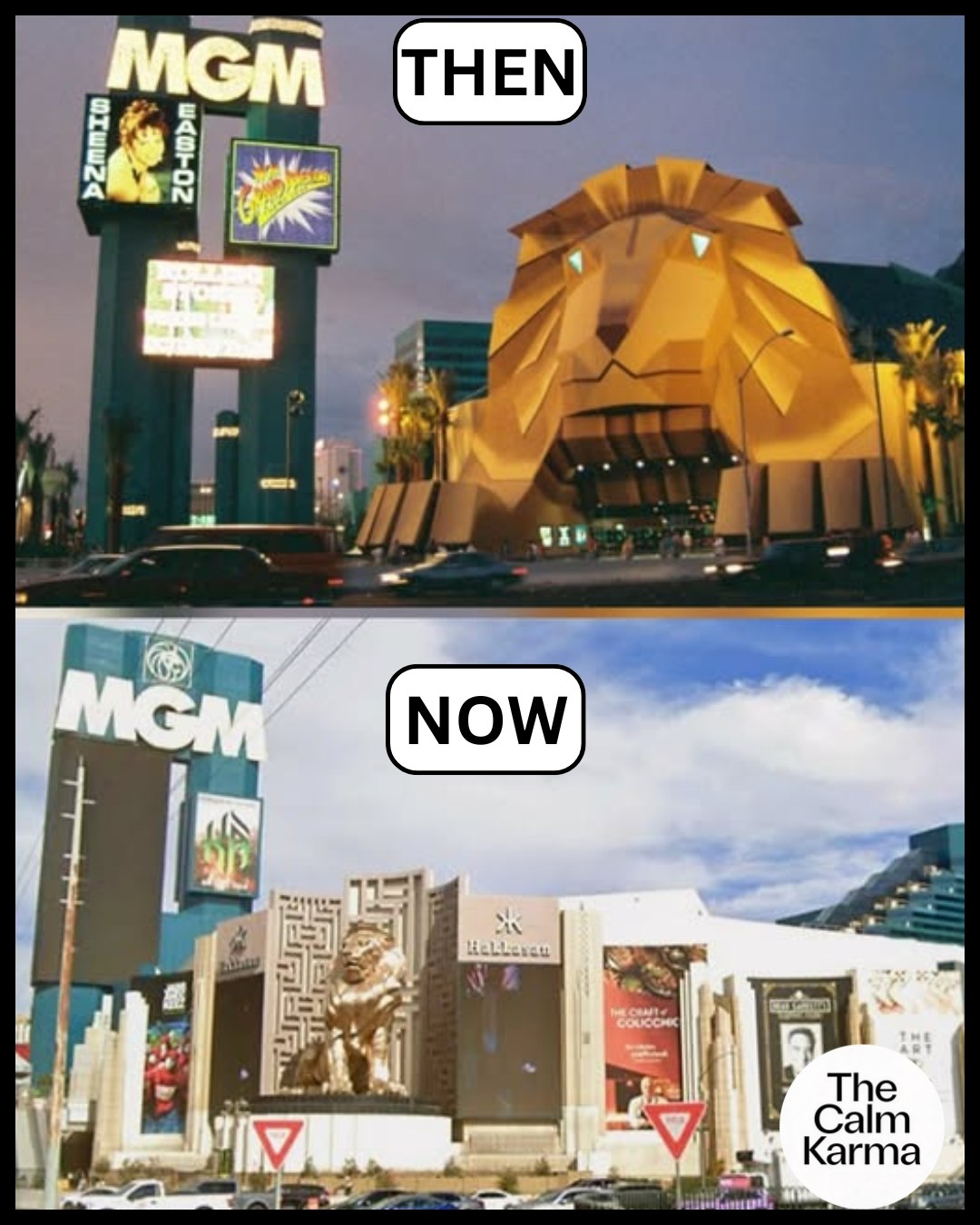 【レア】MGMグランドホテル　カジノ　ライオン　年代物　ディスプレイ　セット Aerial of the original MGM Grand front entrance 1990s