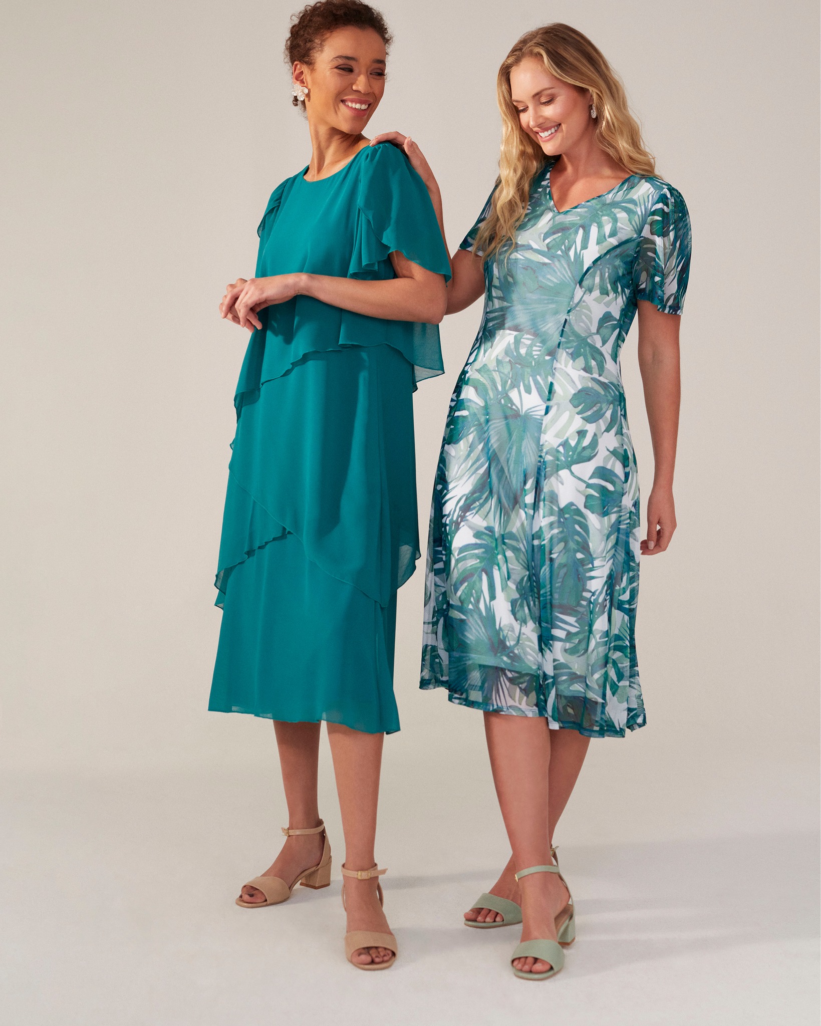 chinese dress ladies Elsie Modern A-Line Long Sleeves Chiffon Dresses, Pool