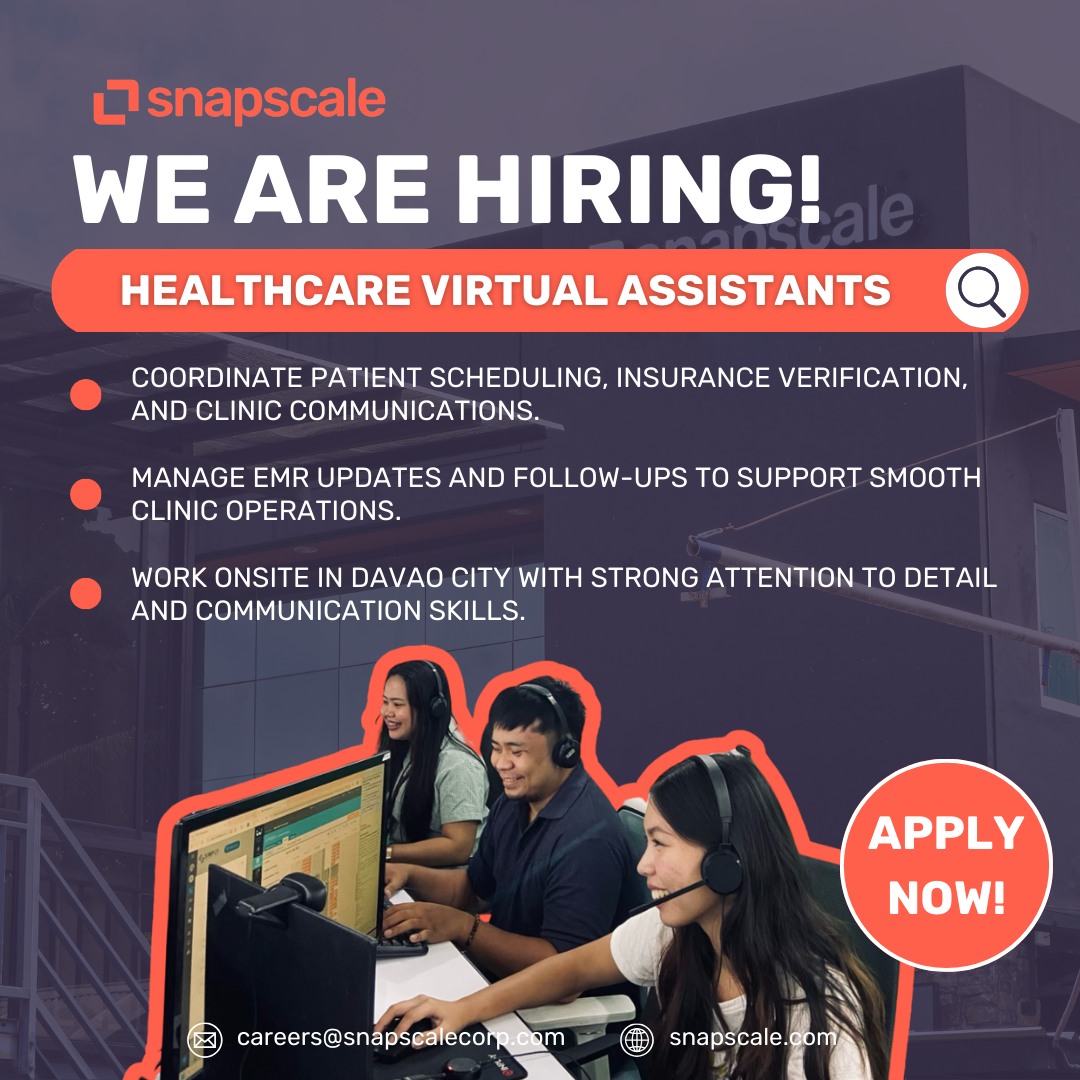Snapscale.intl - WE’RE HIRING: 𝗛𝗲𝗮𝗹𝘁𝗵𝗰𝗮𝗿𝗲 𝗩𝗶𝗿𝘁𝘂𝗮𝗹 𝗔𝘀𝘀𝗶𝘀𝘁𝗮𝗻𝘁𝘀 Location ...