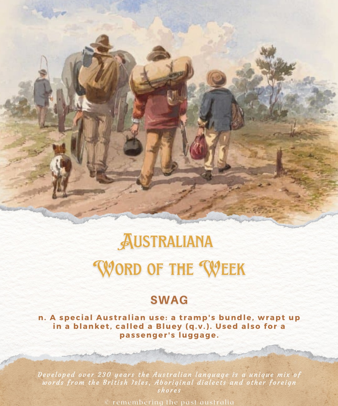 Remembering - Word of the Week: Swag A special Australian use: a tramp ...