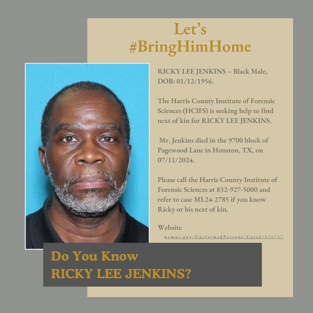 Texas - RICKY LEE JENKINS – Black Male, DOB: 01/12/1956. The Harris ...
