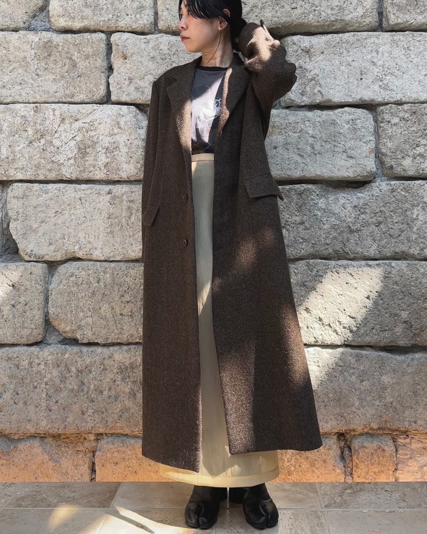 GEA1】AURALEE □LAMA SHETLAND WOOL TWEED CHESTERFIELD COAT 