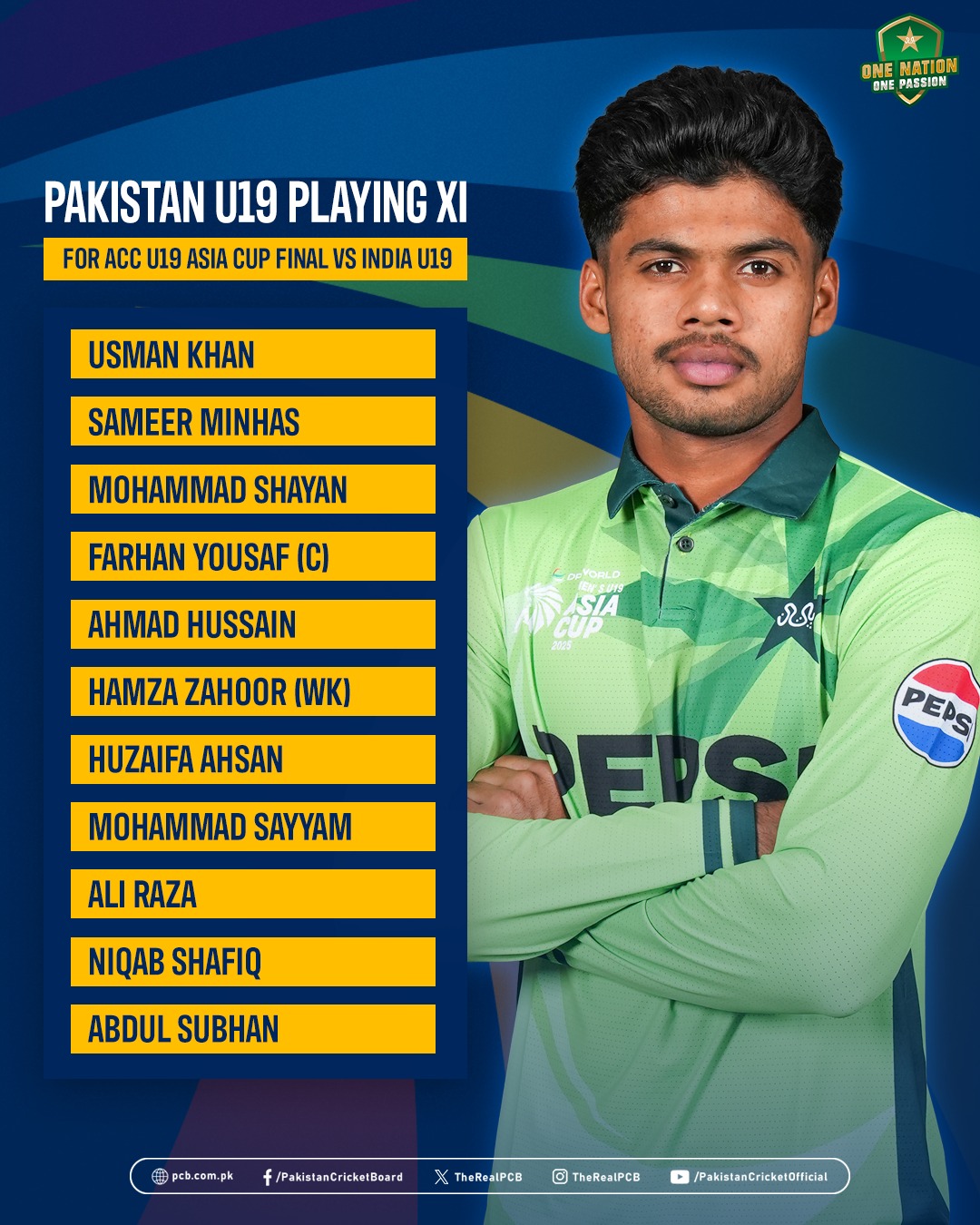 Pakistan U19 playing XI for the... - Pakistan Cricket Team | Facebook