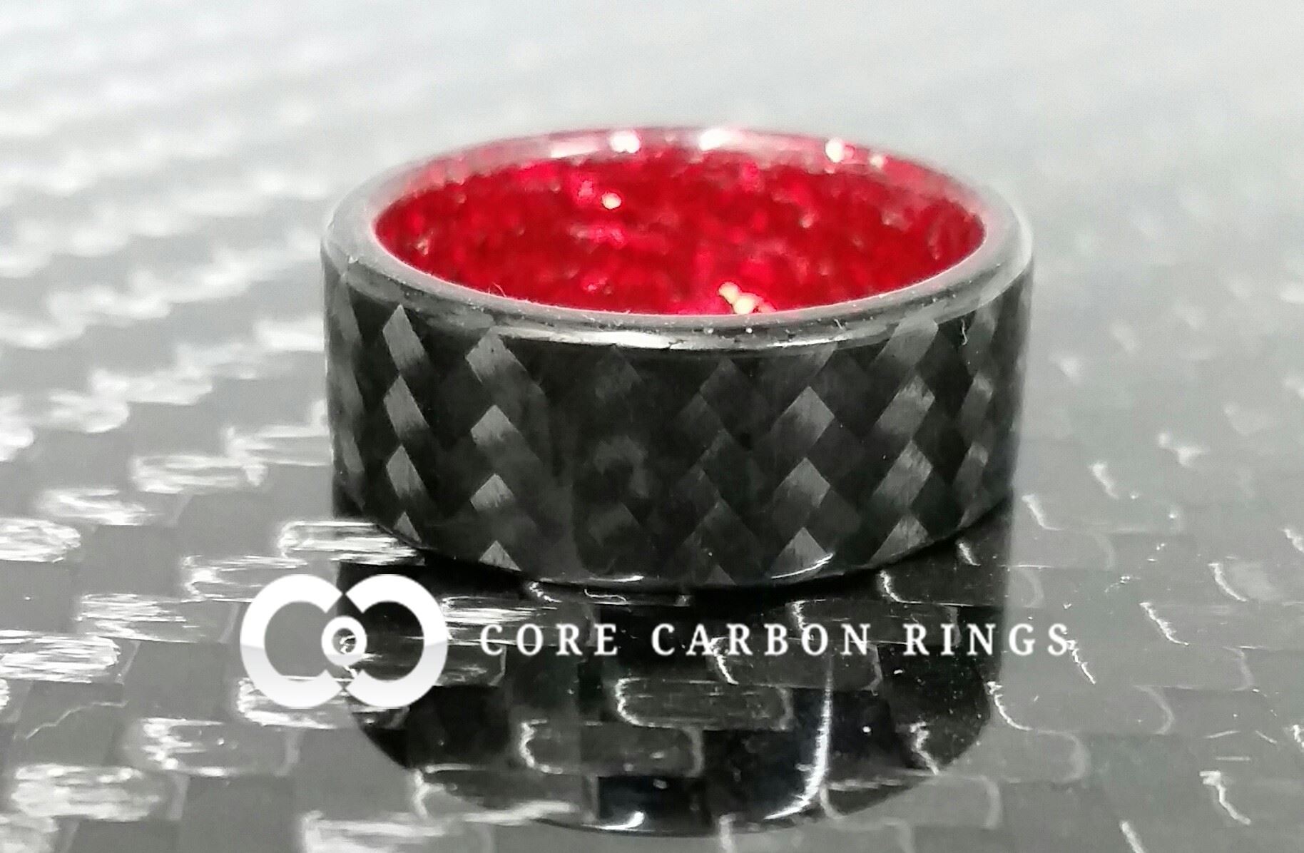 New Carbon Fiber Twill Ring with Red... - Core Carbon Rings
