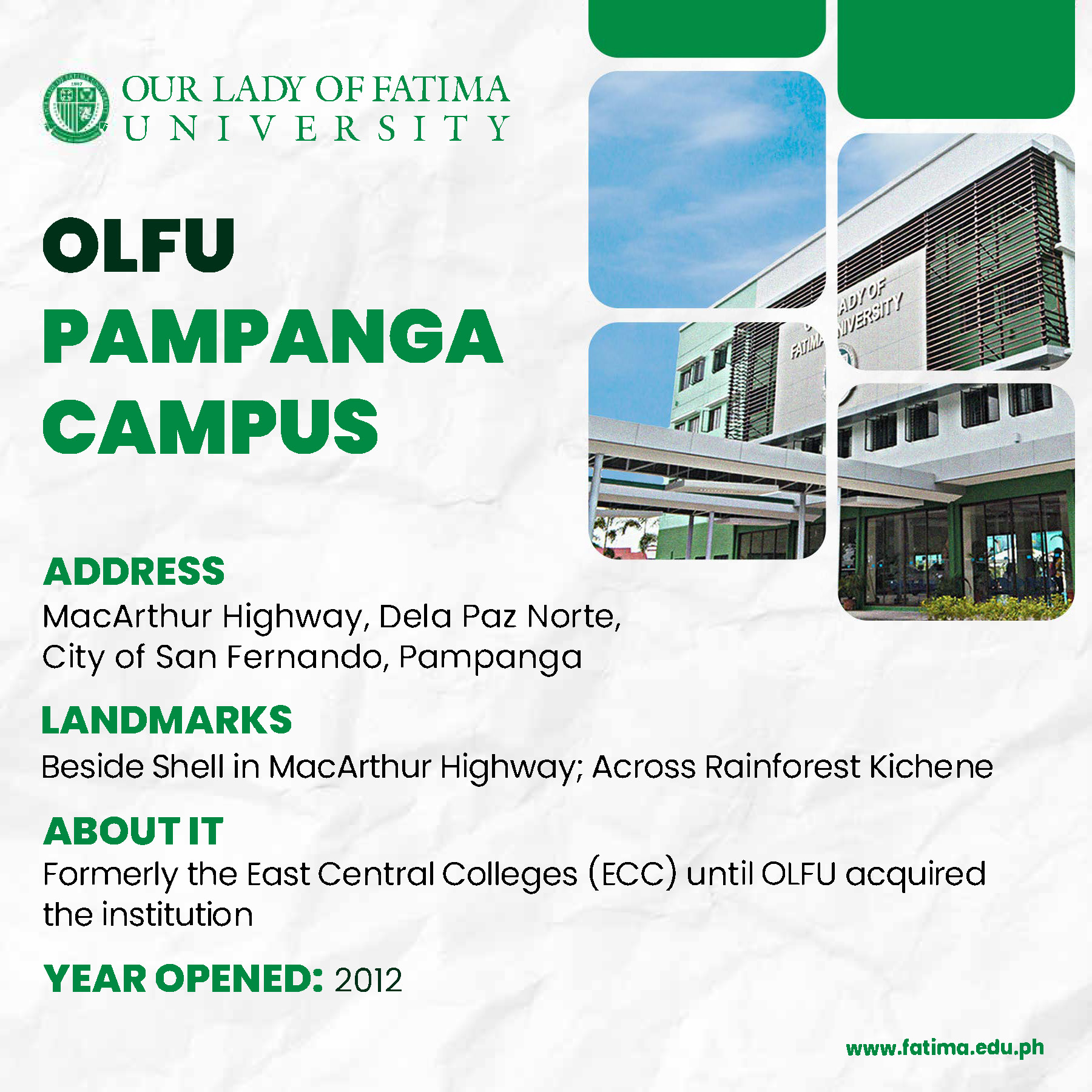 Located in the... - Our Lady of Fatima University (OLFU) | Facebook