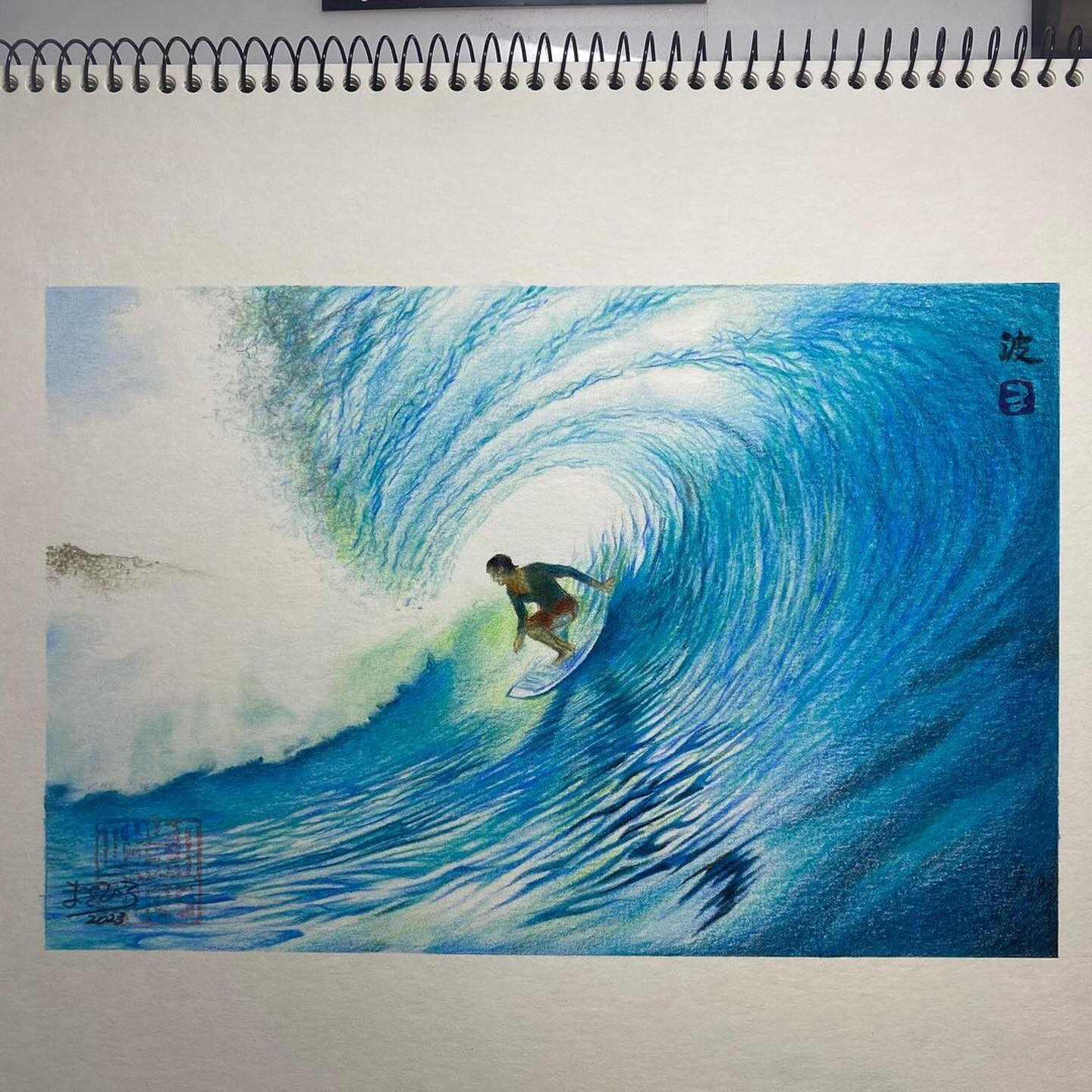 【良品】絵画　鉛筆画　サーファー 🌺 @surfartworld | 🤙🤙🤙🤙🤙 🌊#Repost @surf.48masahiro