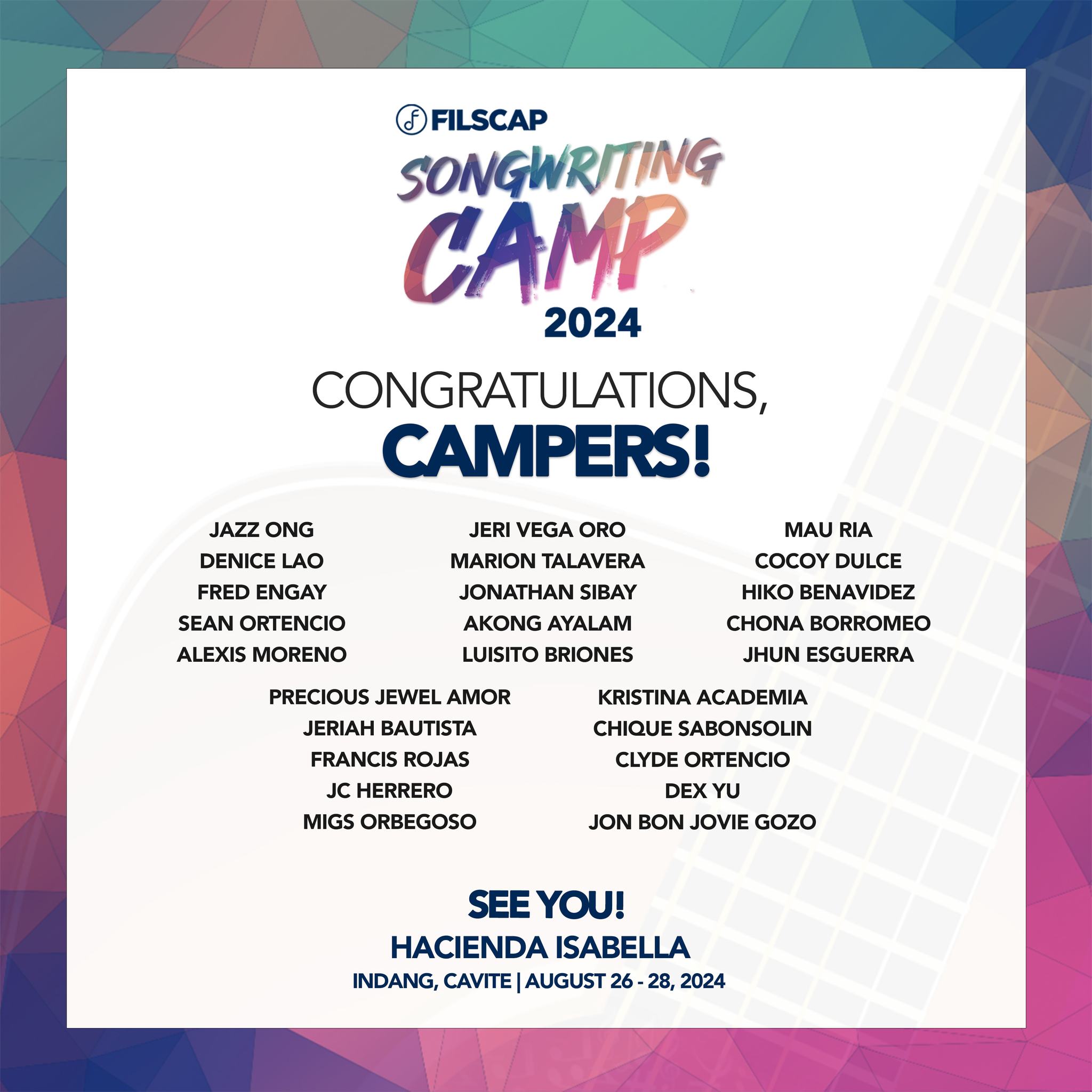 FILSCAP - Welcome to the FILSCAP camp! Congratulations to our 25 ...