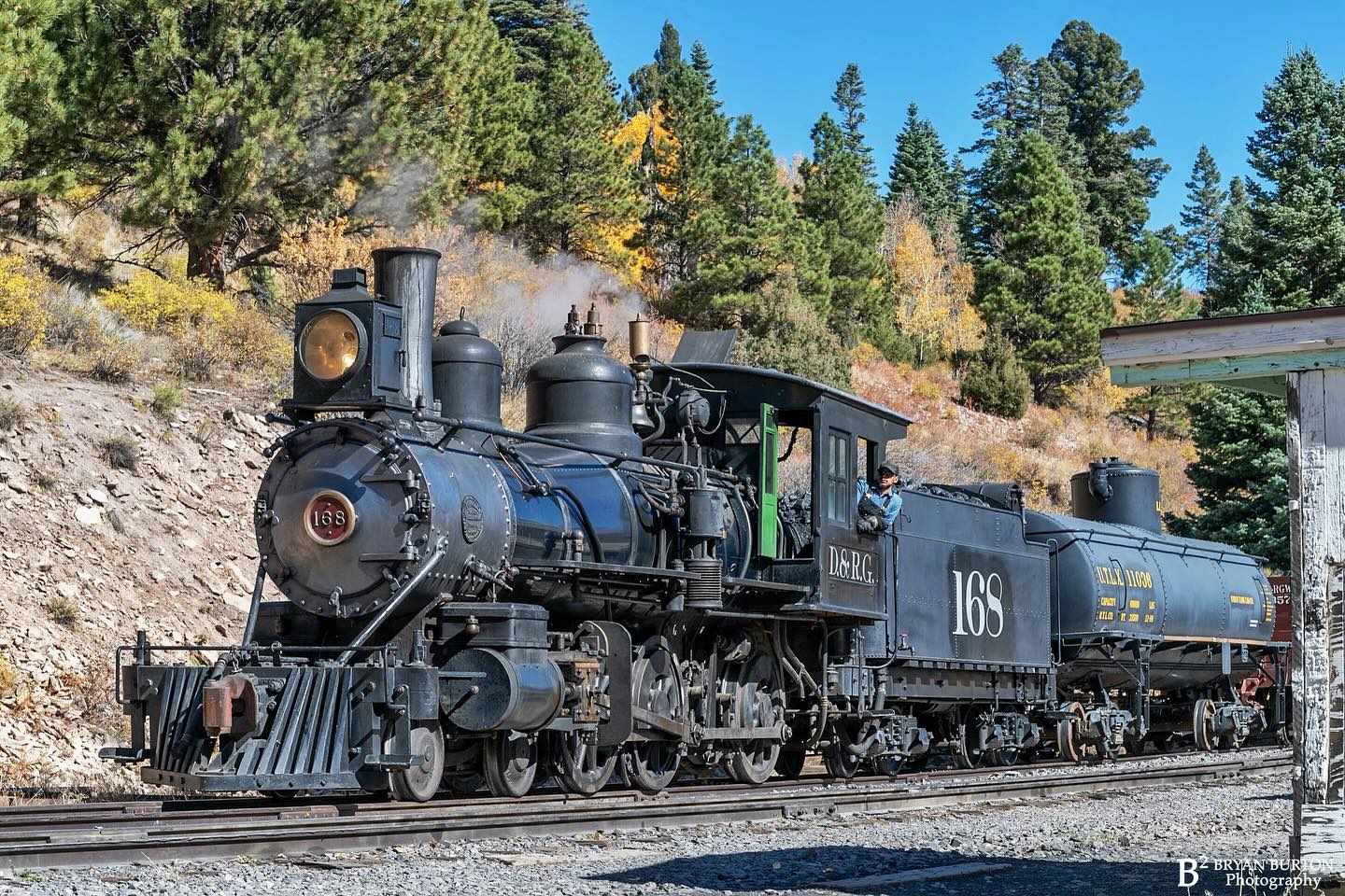 Bryan - D&RG 168 (T-12) in the siding at Sublette on the Cumbres 
