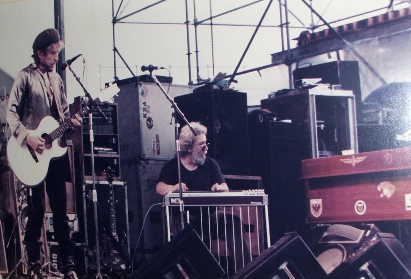 Bob Weir, Bob Dylan, Jerry Garcia - July 19, 1987 ? Credit: Jay 