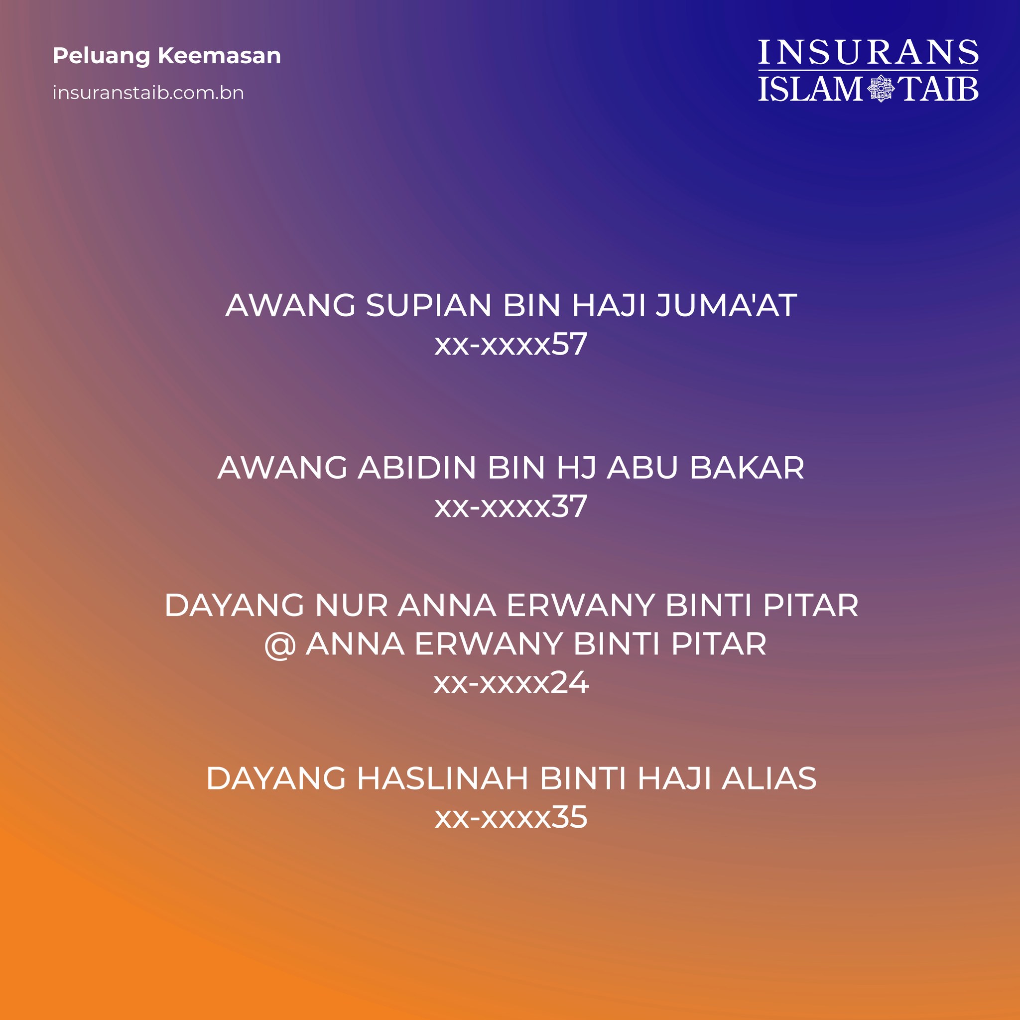 Insurans Islam TAIB Holdings Sdn Bhd | Bandar Seri Begawan