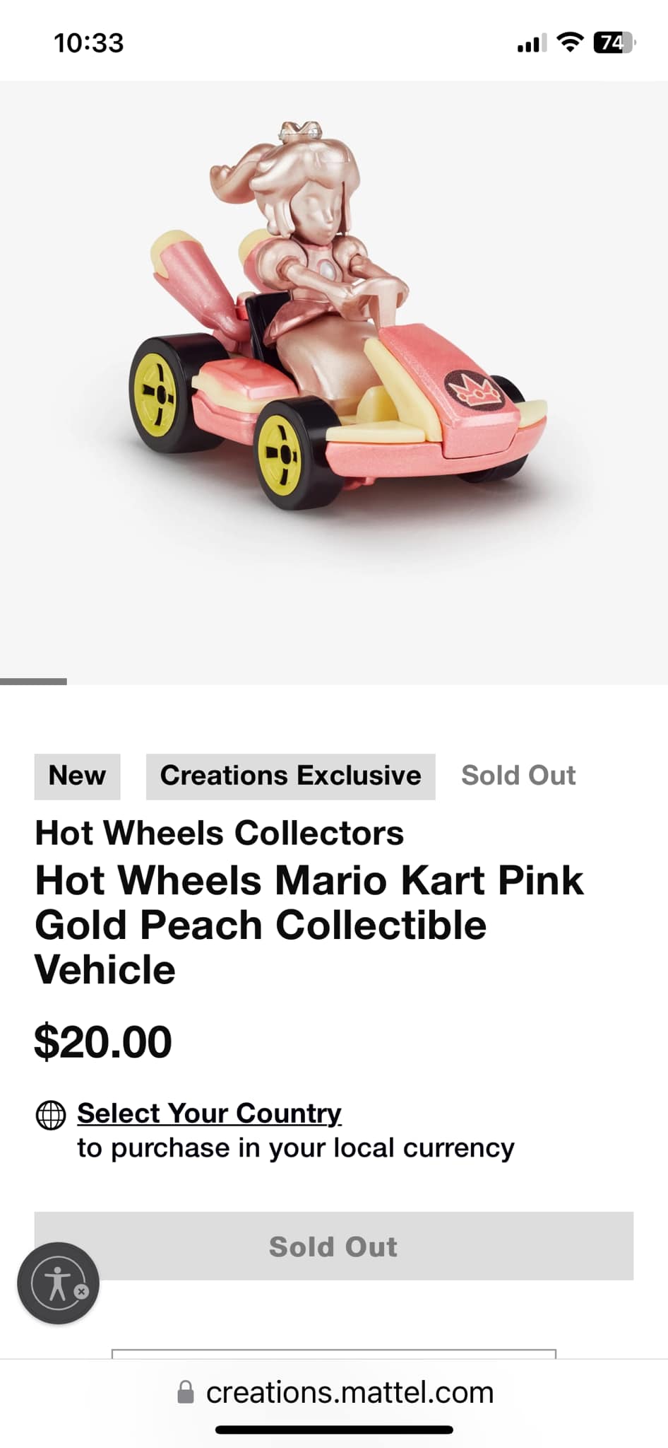 Mario Kart Pink Gold Peach Hot Wheels re-released