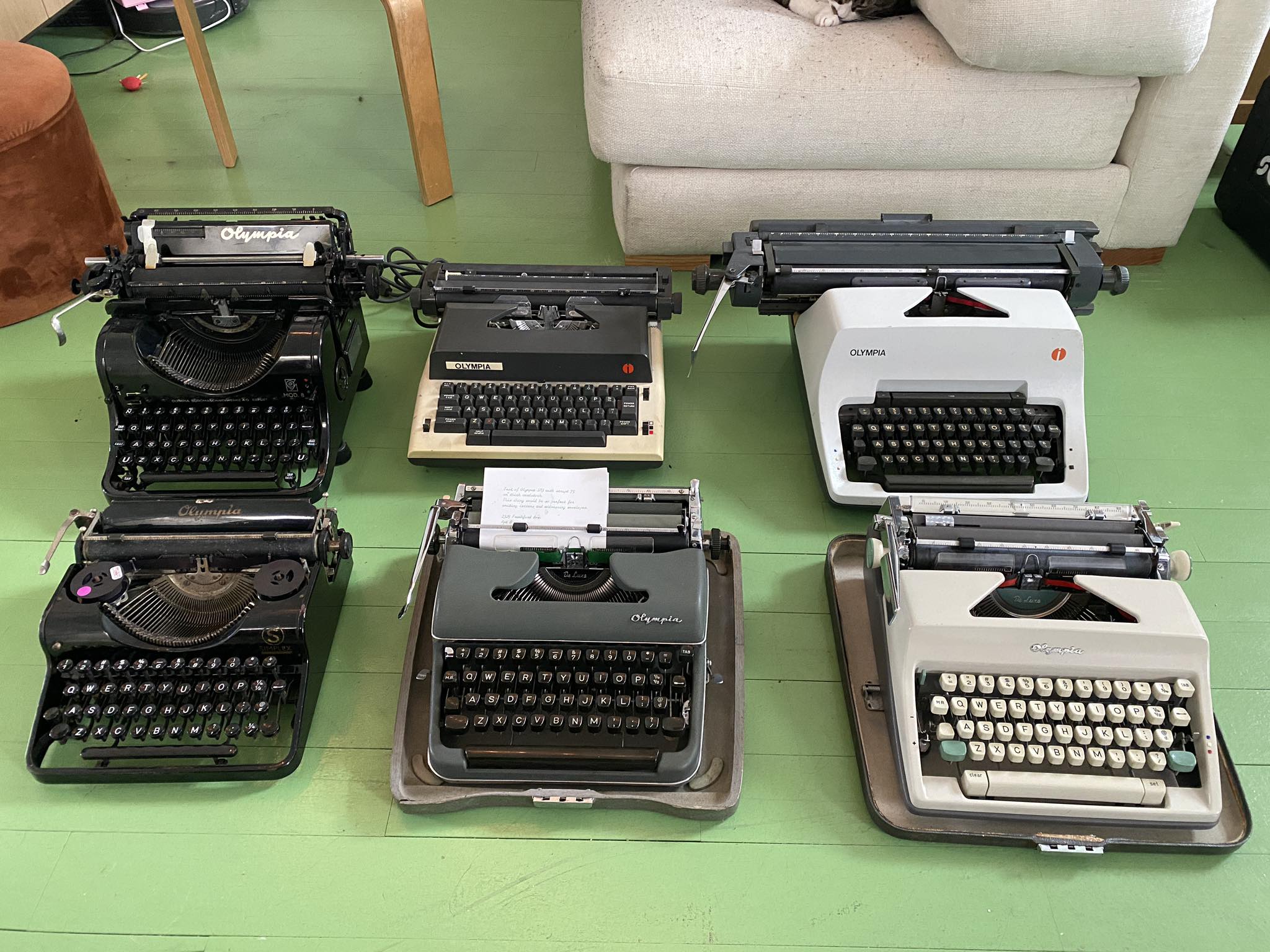 Olympia typewriter collection from 1937 to 1985