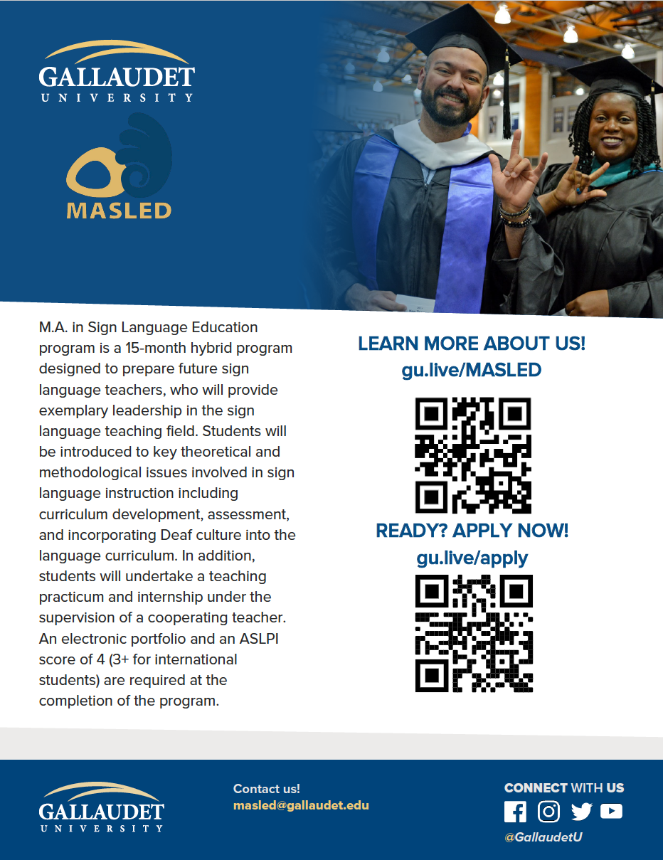 Masters in Sign Language Education | Washington D.C. DC