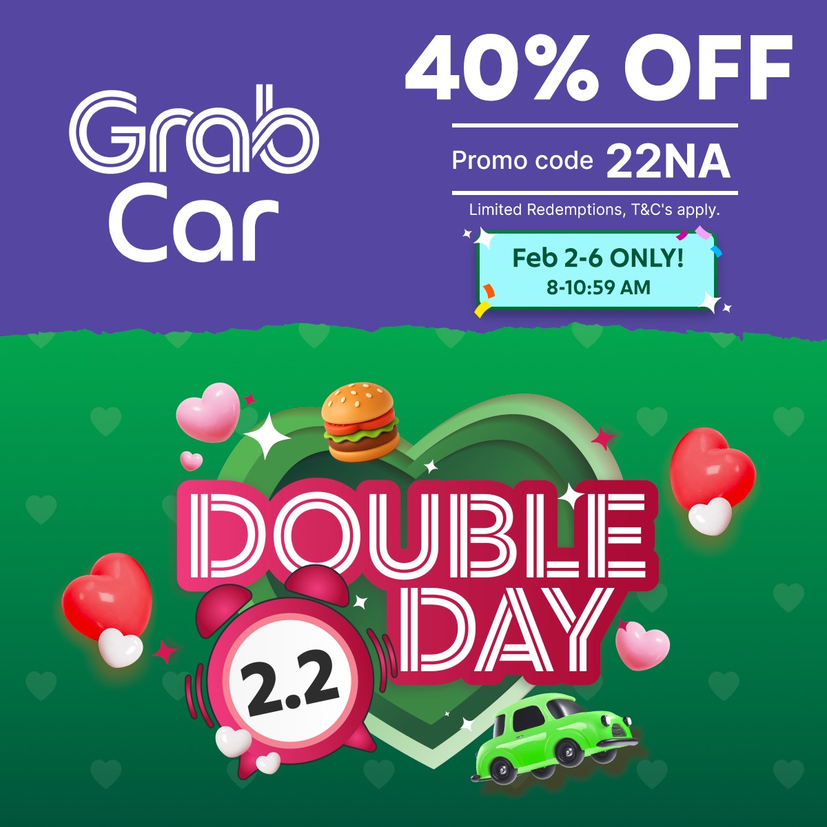 Grab - 2.2 Gala? Book a ride today 🚗💞 Use code 22NA to... | Facebook