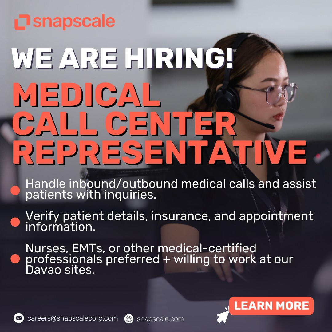 Snapscale.intl - WE’RE HIRING: Medical Call Center... | Facebook