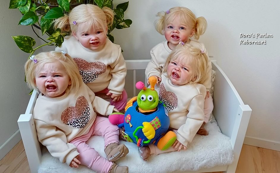 Happy babies and cry-babies! Adorable quadruplets reborned by