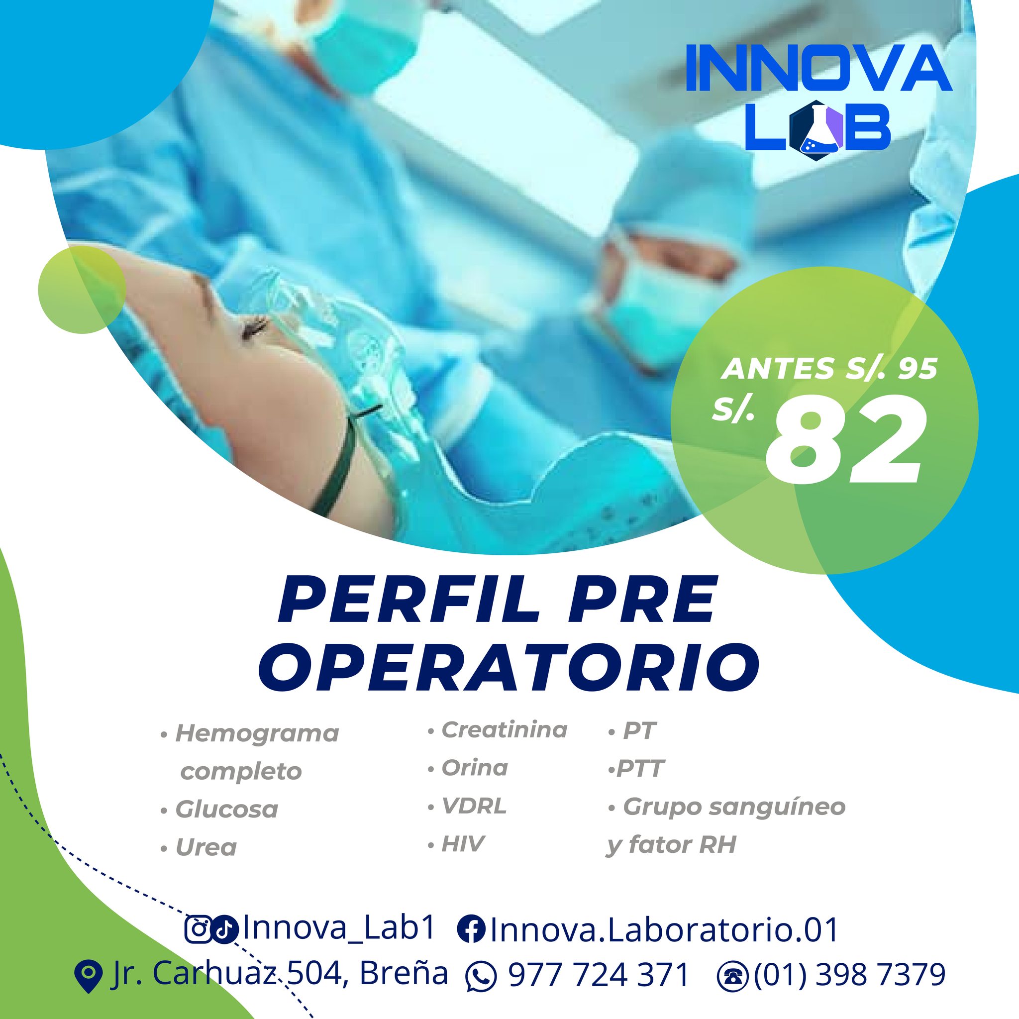 Innova Lab - 🩸 PERFIL PRE OPERATORIO🩸 Se realiza antes de... | Facebook