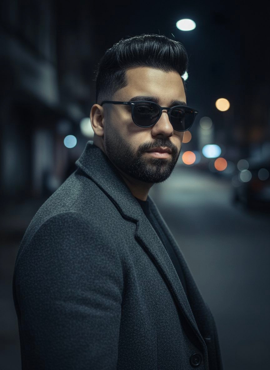 Khaled - “Ultra-realistic cinematic portrait of a young man in a dark ...