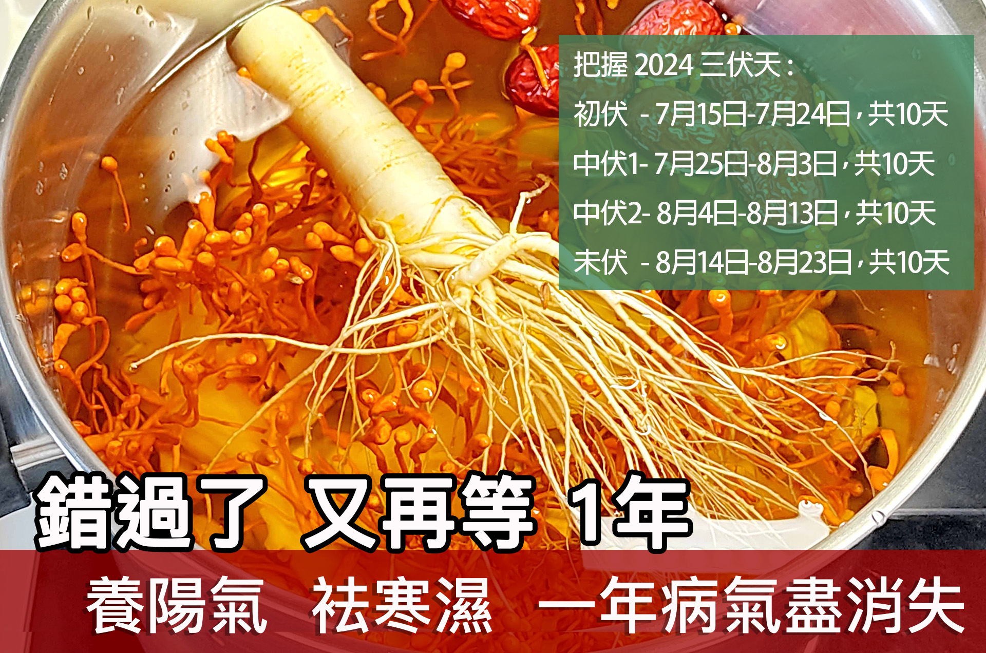 家常例湯 - 【 錯過又再等一年 , 把握「三伏天」 養陽氣 , 袪寒濕 , 一年病氣 盡消失 ! 】... | Facebook